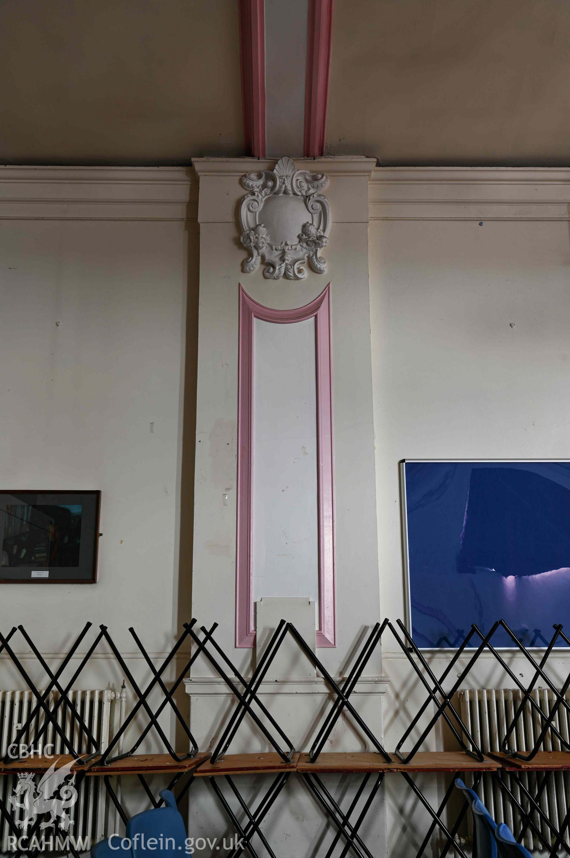 Main hall. Pilaster detail. First floor. Cathays High School