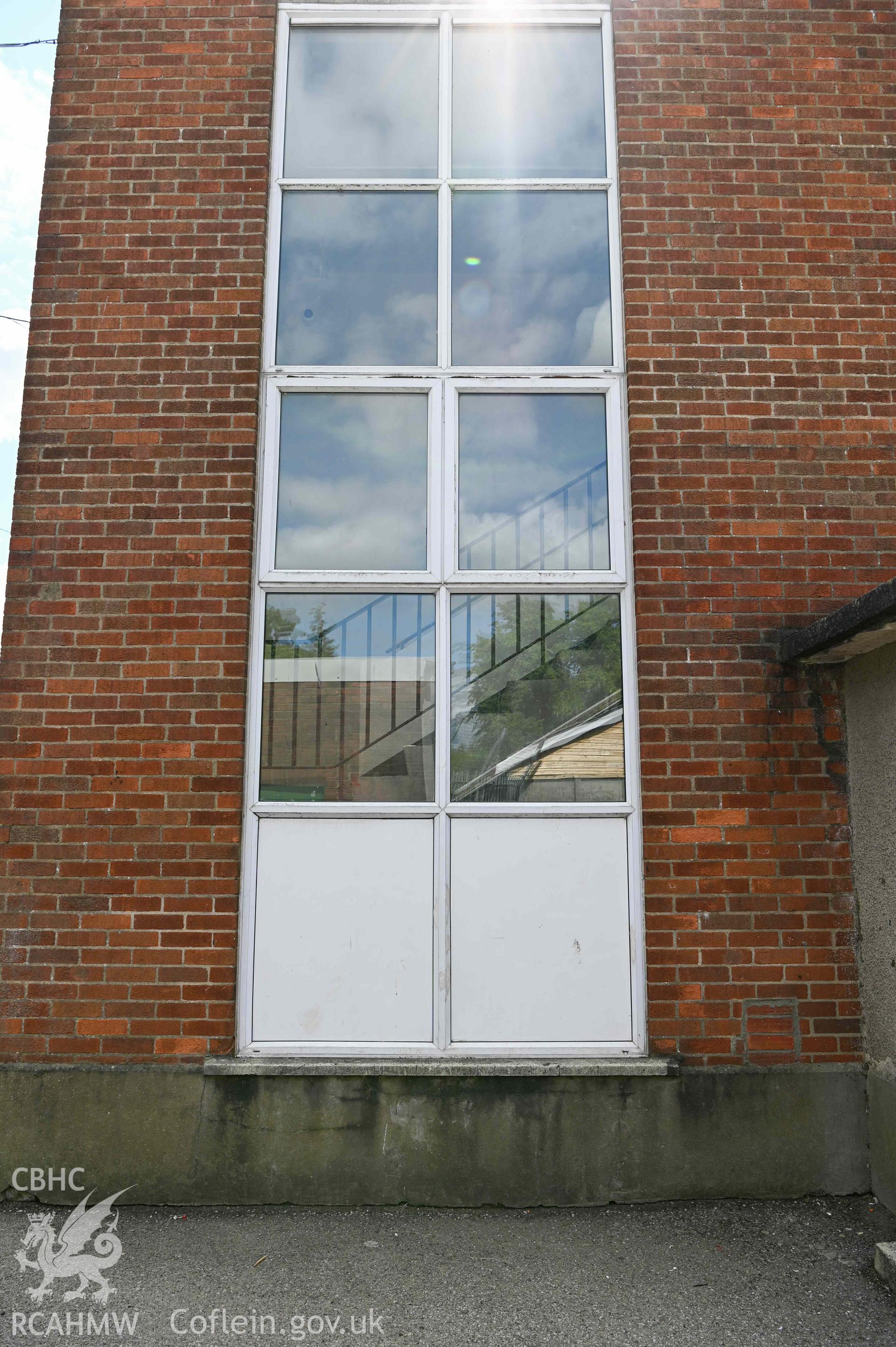 D&T block panelled windows with staircase inside. Cathays High School