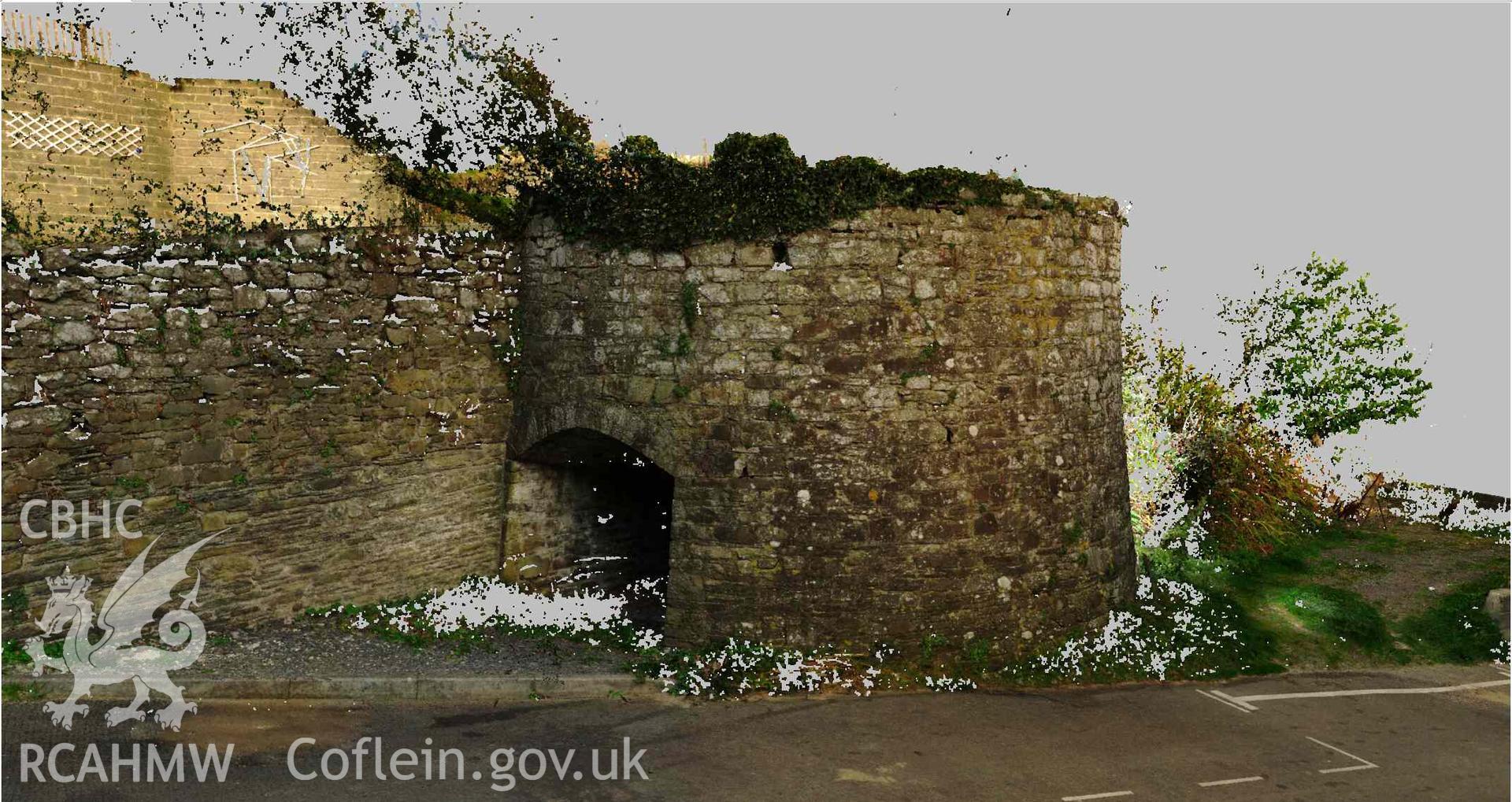 'Close up view of lime kiln looking north east. Image taken from point cloud.' Photograph taken as part of Terrestrial Laser Scanning Survey of Llangrannog limekiln, carried out by Dr Jayne Kamintzis of RCAHMW on 20 September 2022.