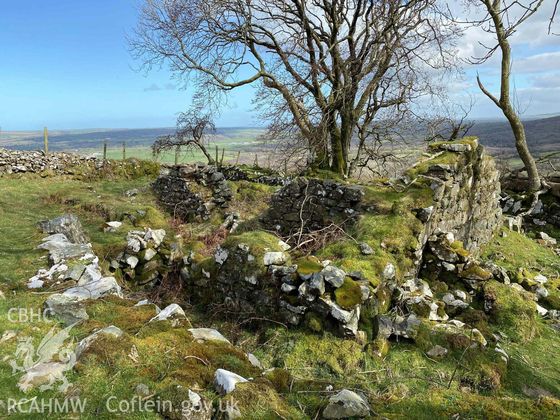 Digital photograph showing detailed view of Carn Ingli Lodge, produced by Paul Davis in 2023