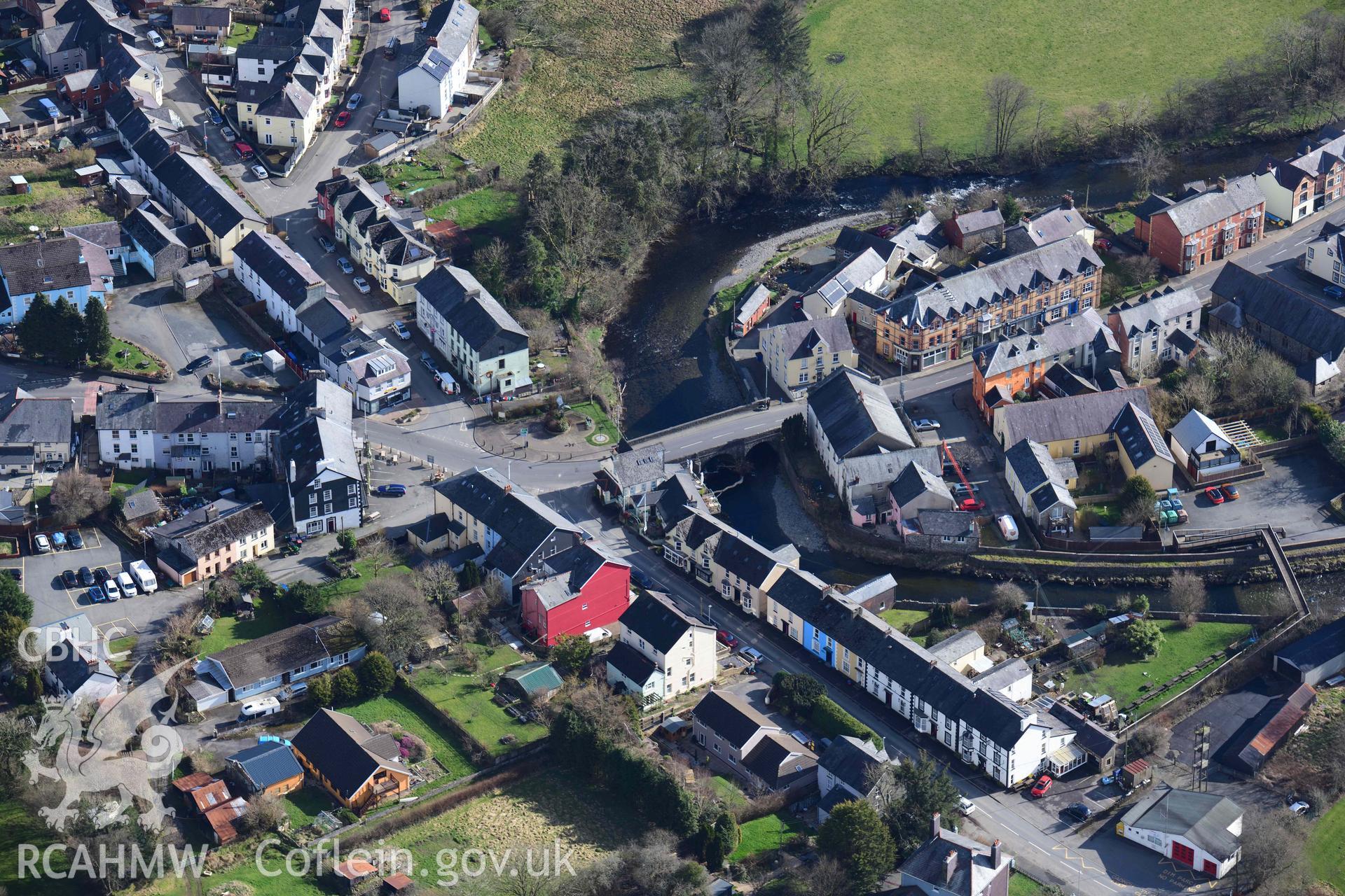 Llanwrtyd Wells. Oblique aerial photograph taken during the Royal Commission’s programme of archaeological aerial reconnaissance by Toby Driver on 14 March 2022.