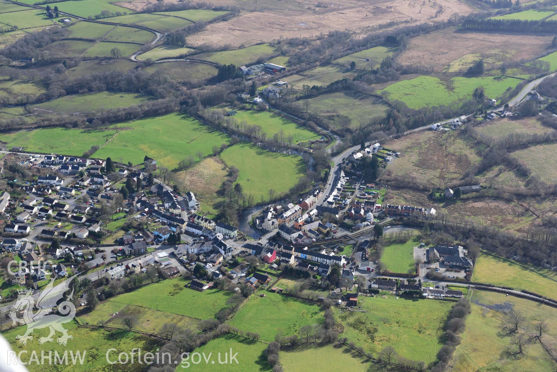Llanwrtyd Wells. Oblique aerial photograph taken during the Royal Commission’s programme of archaeological aerial reconnaissance by Toby Driver on 14 March 2022.