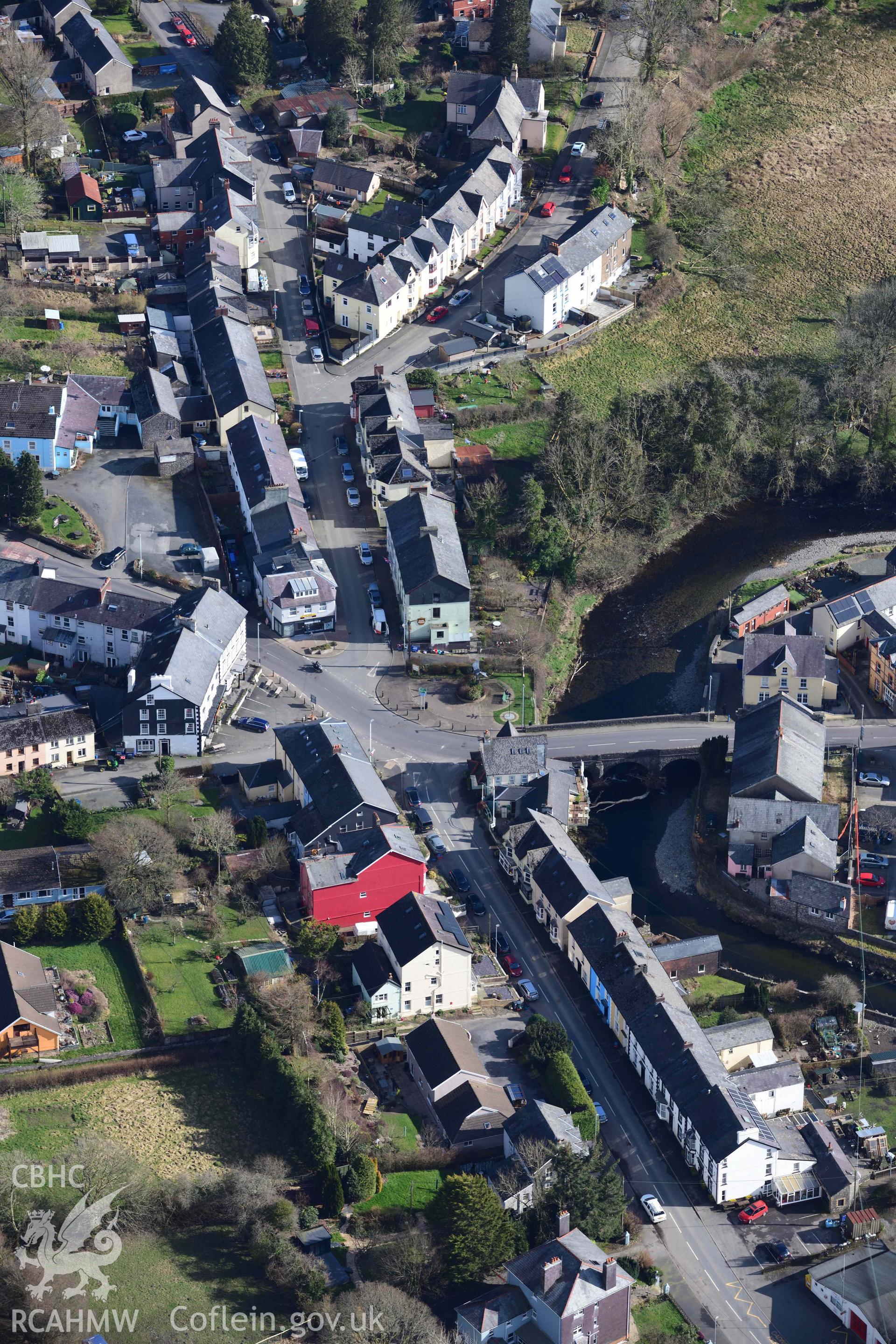 Llanwrtyd Wells. Oblique aerial photograph taken during the Royal Commission’s programme of archaeological aerial reconnaissance by Toby Driver on 14 March 2022.