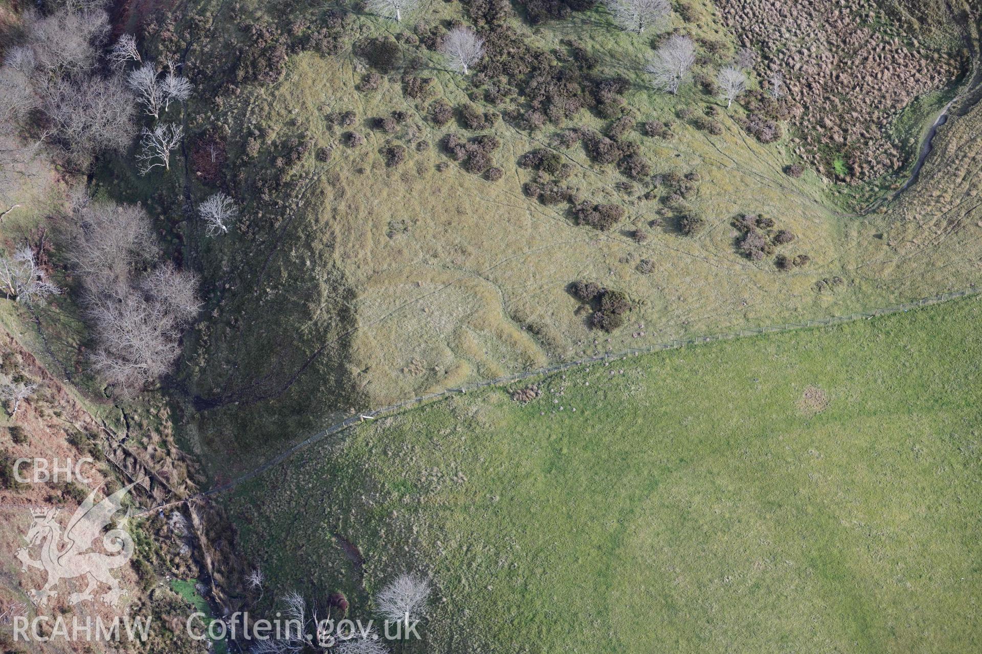 Cwm Sidwal building. Oblique aerial photograph taken during the Royal Commission’s programme of archaeological aerial reconnaissance by Toby Driver on 14 March 2022.