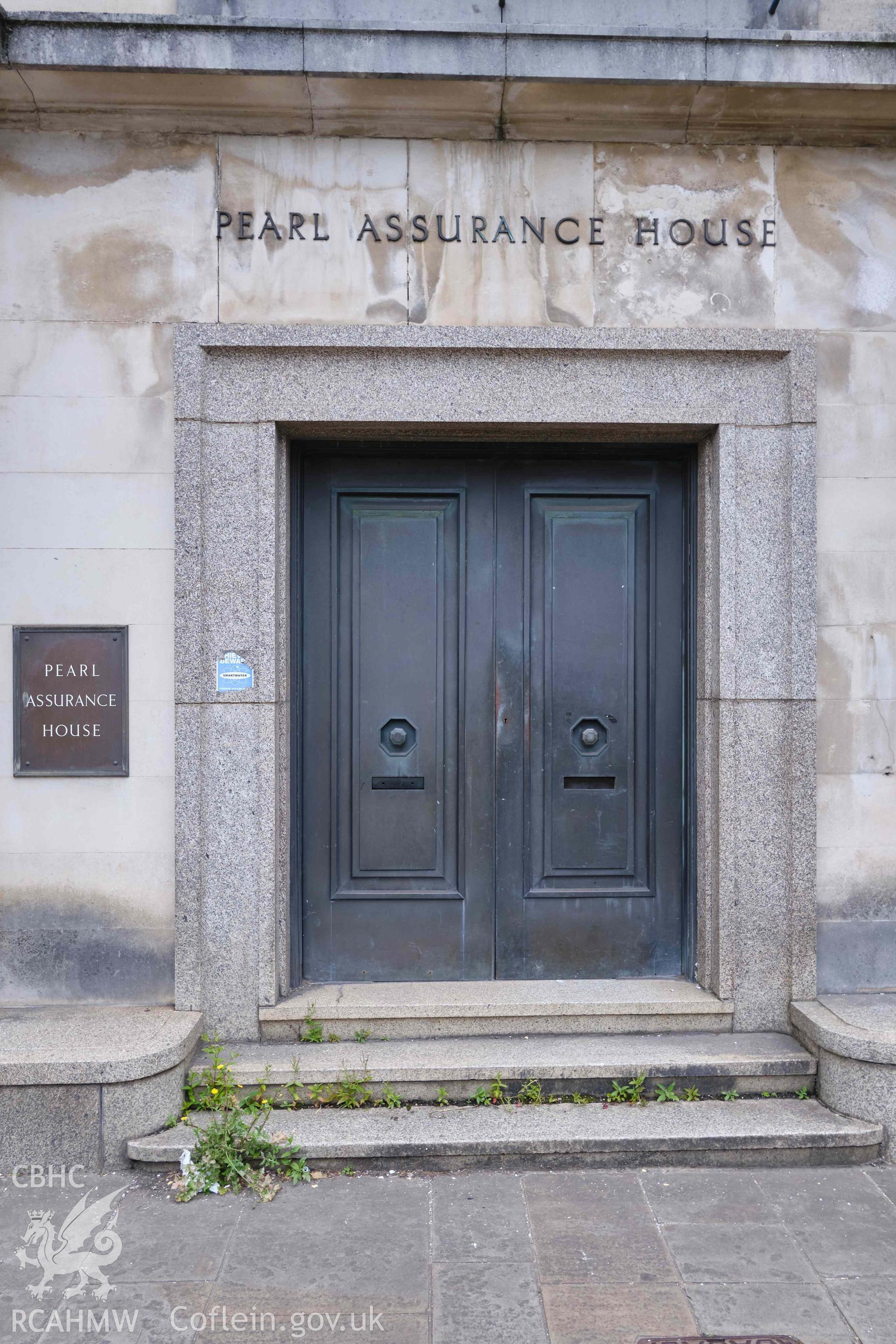 Main entrance looking E