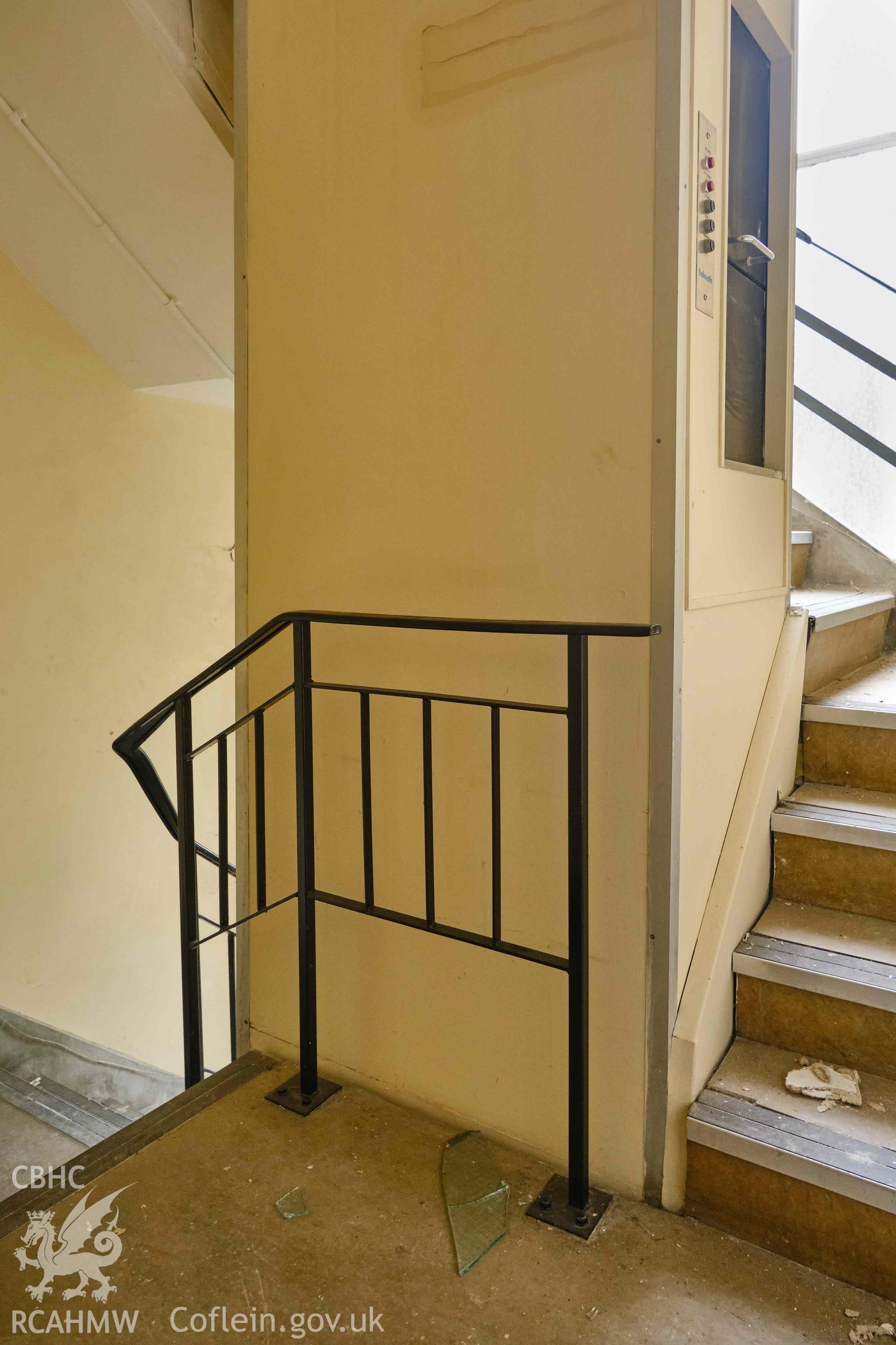 stair (1.14) balustrade and lift door looking N