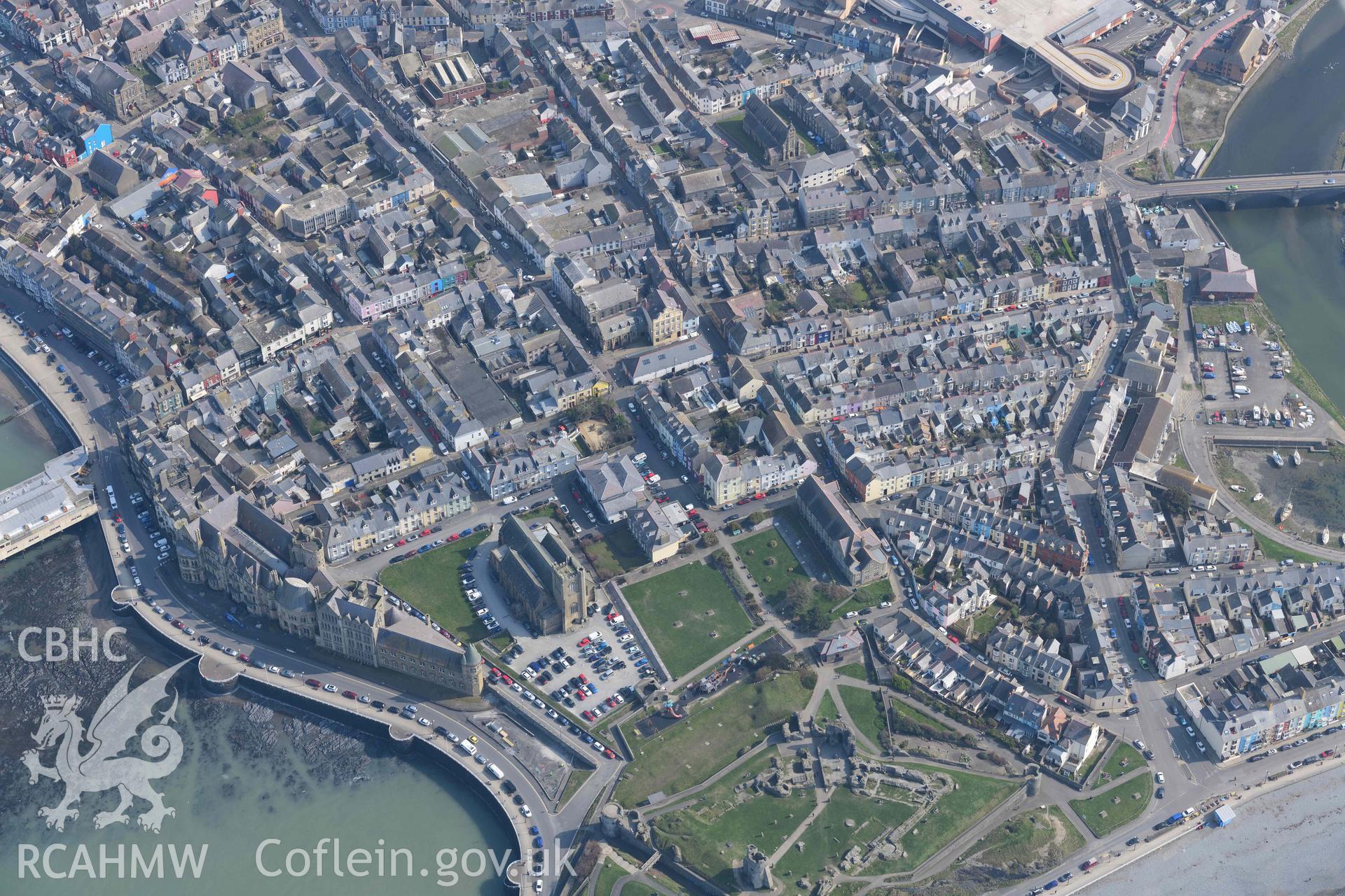 Aberystwyth Old College. Oblique aerial photograph taken during the Royal Commission’s programme of archaeological aerial reconnaissance by Toby Driver on 25 March 2022.