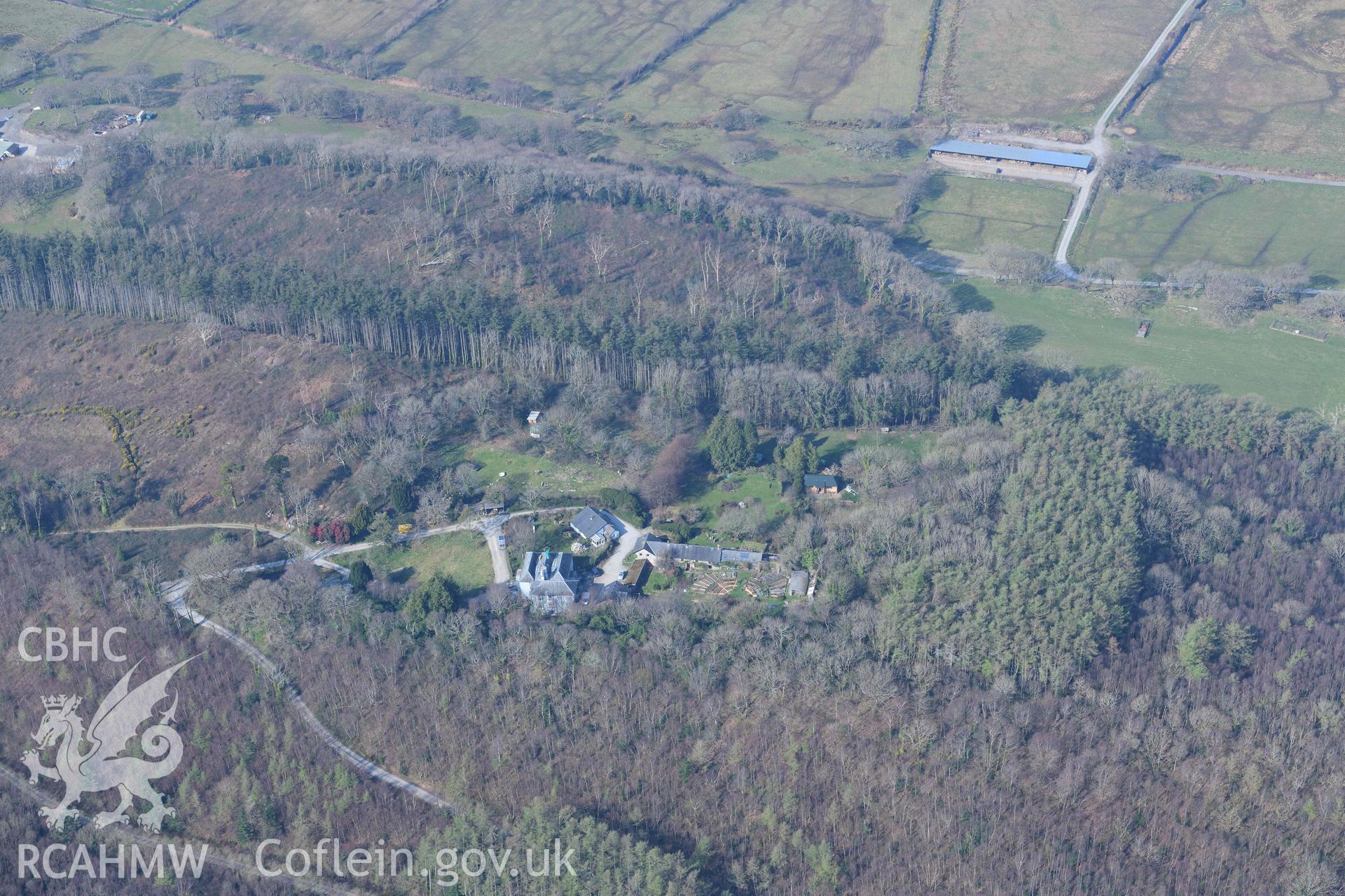 Lodge Park House. Oblique aerial photographs taken during the Royal Commission’s programme of archaeological aerial reconnaissance by Toby Driver on 25 March 2022.