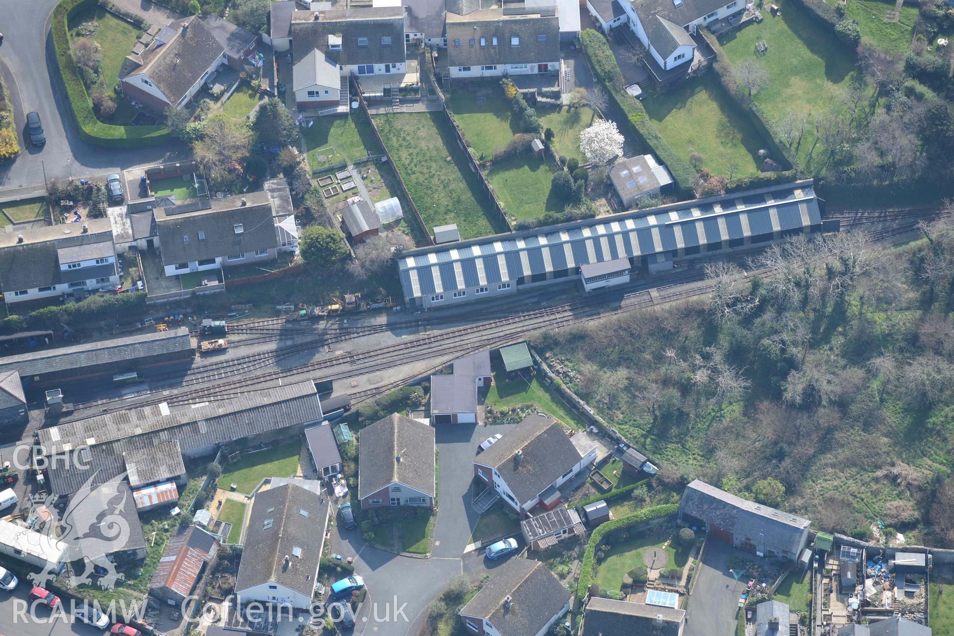 Talyllyn Railway Station. Oblique aerial photographs taken during the Royal Commission’s programme of archaeological aerial reconnaissance by Toby Driver on 25 March 2022.