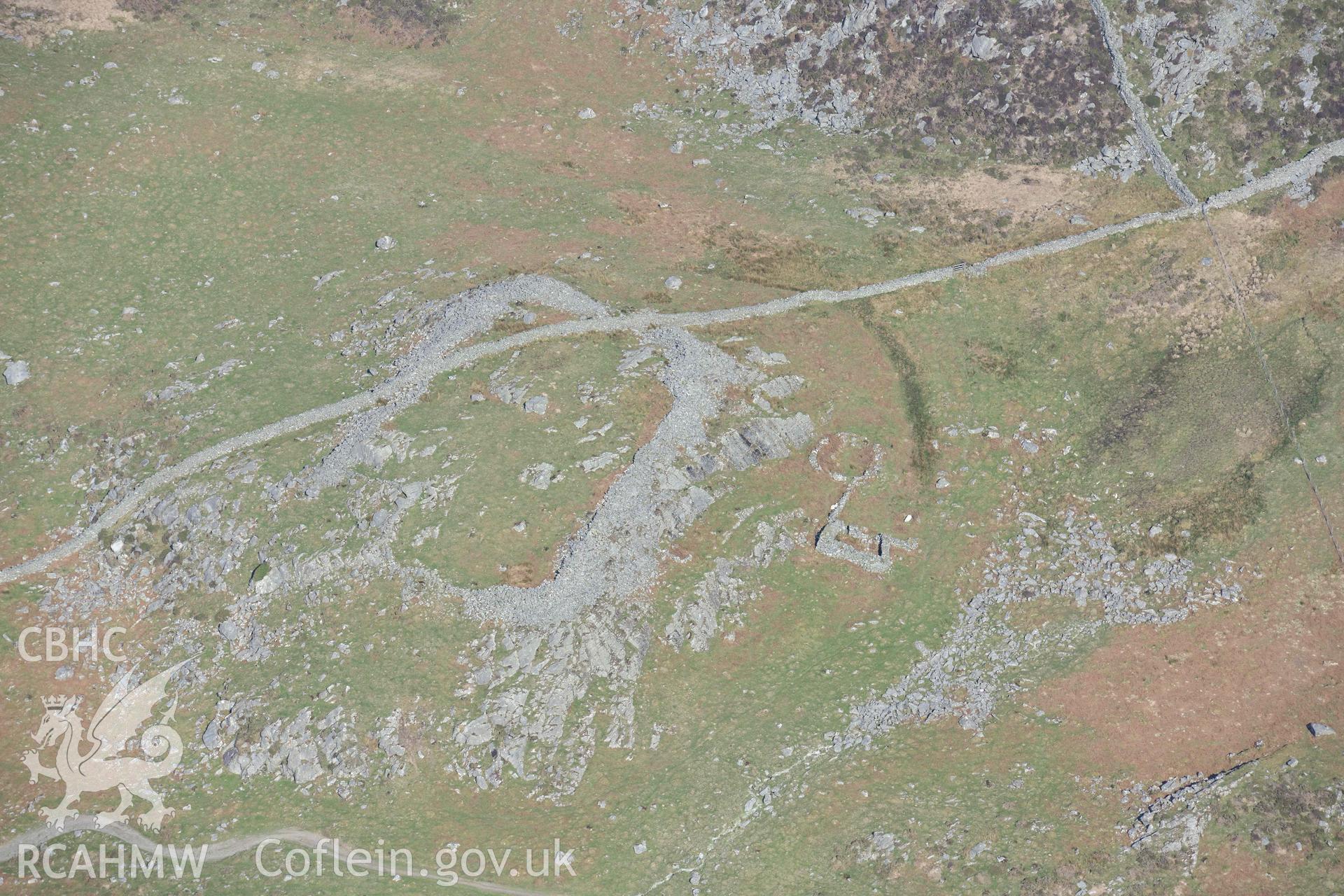 Castell Llanaber or Ffrodd Fechan Fort. Oblique aerial photographs taken during the Royal Commission’s programme of archaeological aerial reconnaissance by Toby Driver on 25 March 2022.