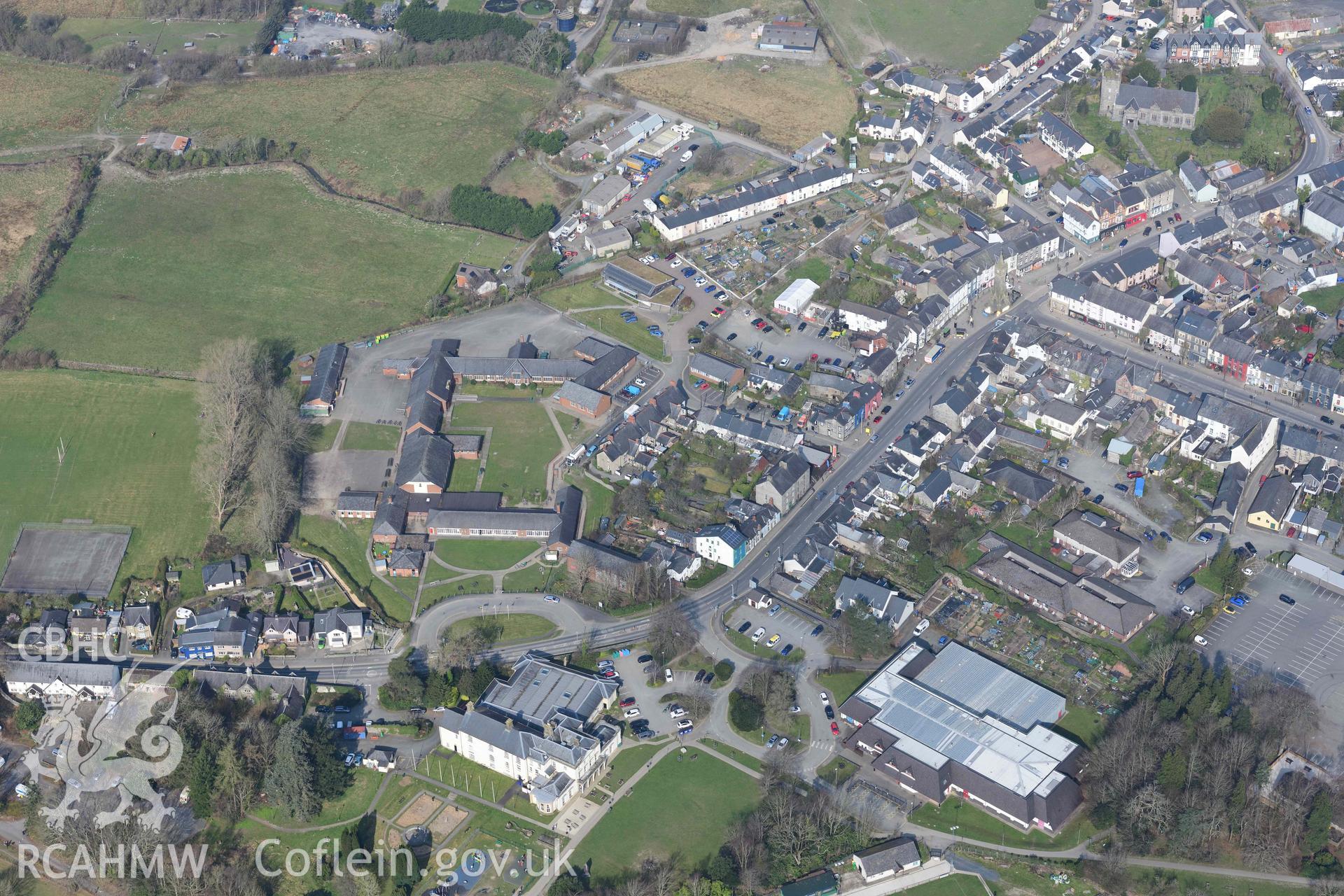 Machynlleth. Oblique aerial photographs taken during the Royal Commission’s programme of archaeological aerial reconnaissance by Toby Driver on 25 March 2022.