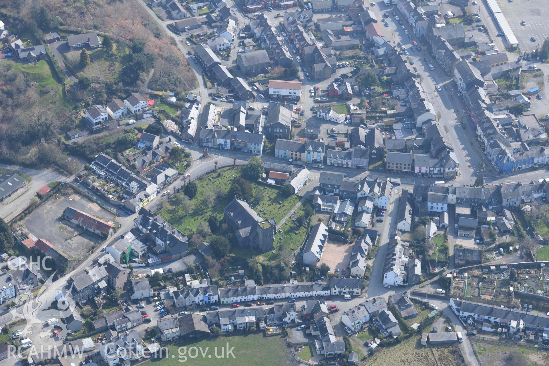 Machynlleth. Oblique aerial photographs taken during the Royal Commission’s programme of archaeological aerial reconnaissance by Toby Driver on 25 March 2022.