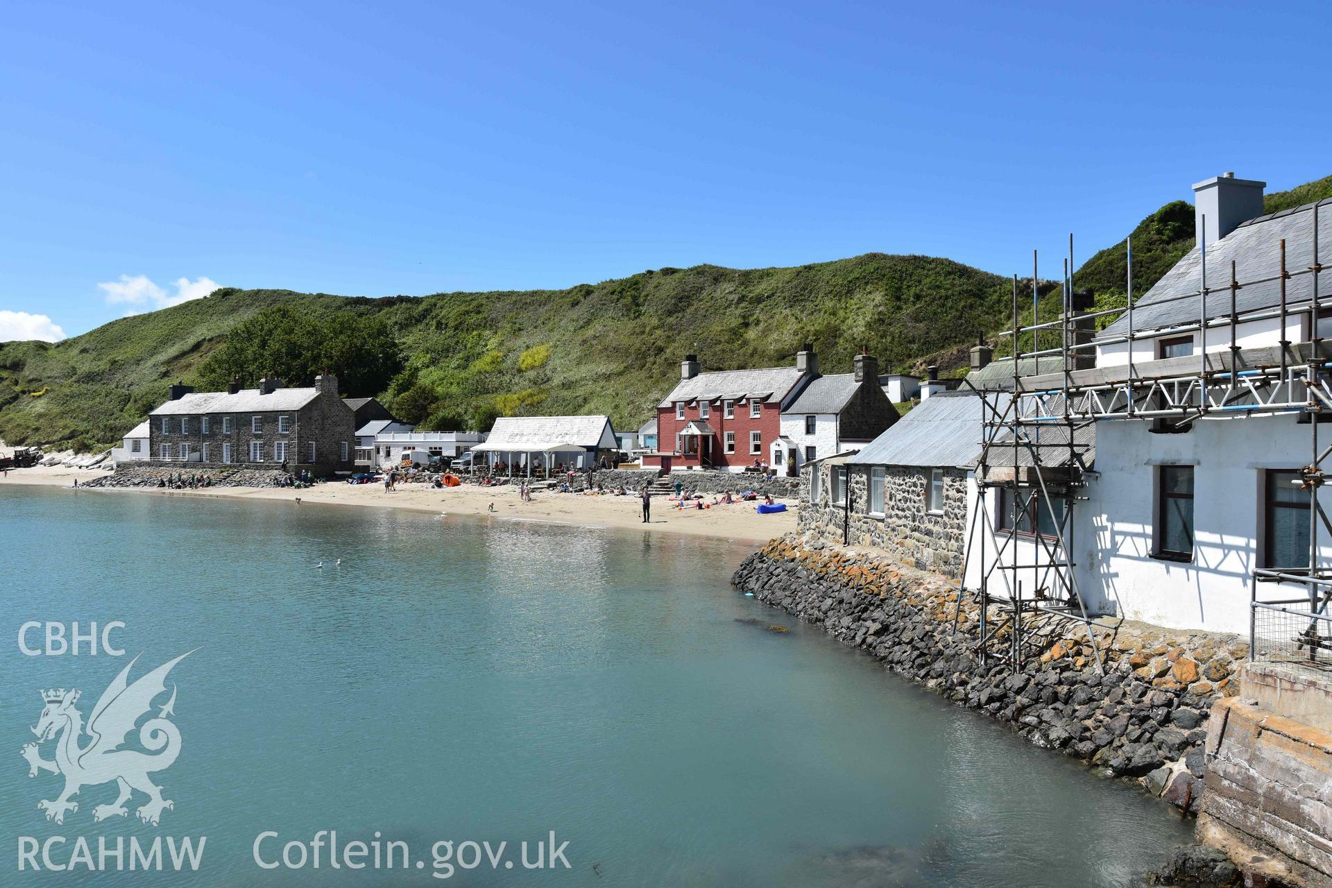 Porth Dinllaen from the northeast. Photographed by Louise Barker of RCAHMW, 9th June 2017. Produced with EU funds through the Ireland Wales Co-operation Programme 2014-2023. All material made freely available through the Open Government Licence.