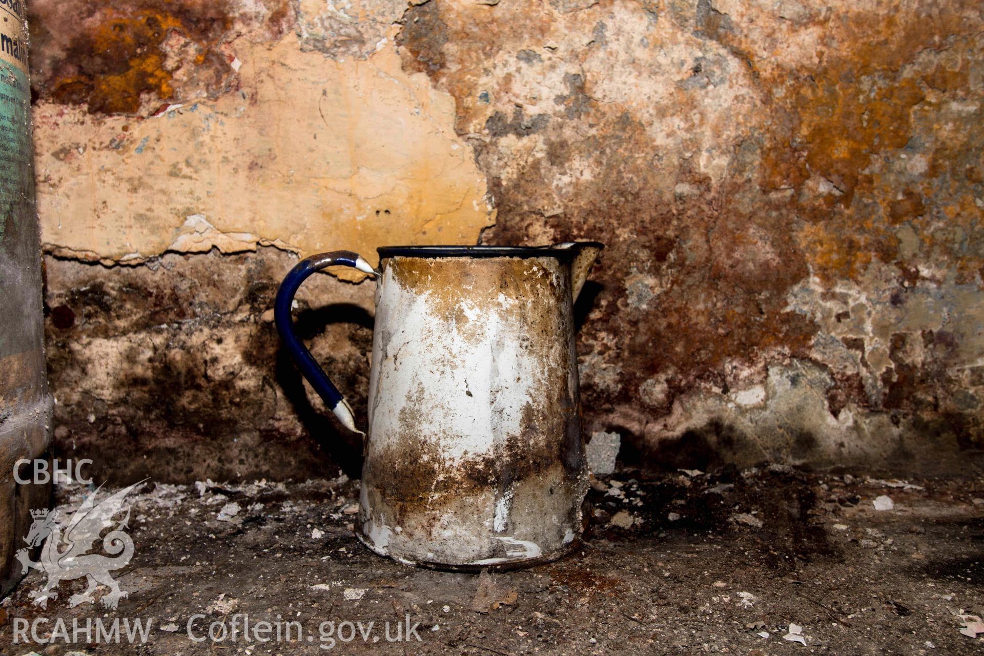 Llawrcwmbach interior: enamel jug