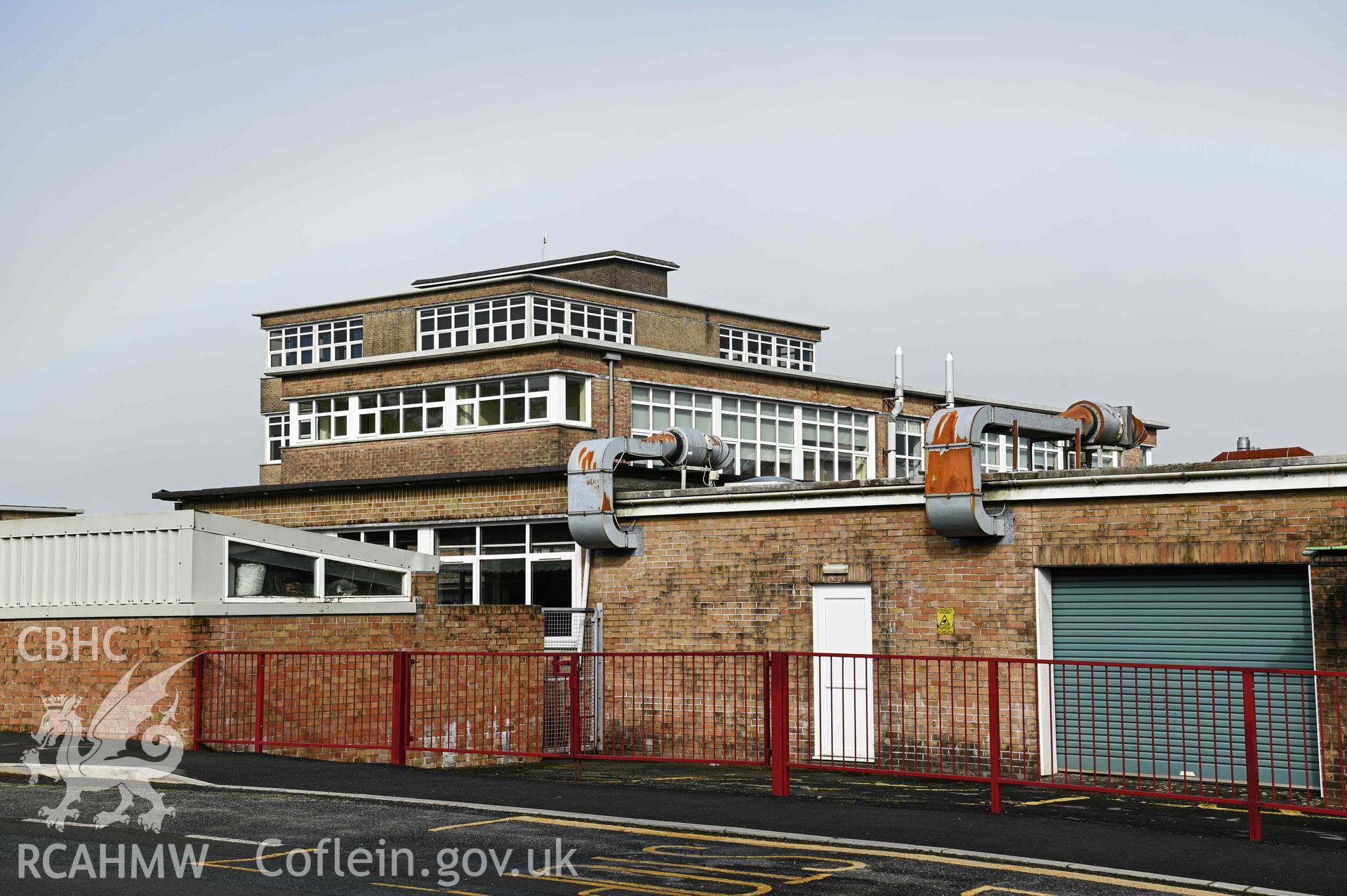 View from across main road to the south. Different elevations of Ysgol Bro Preseli