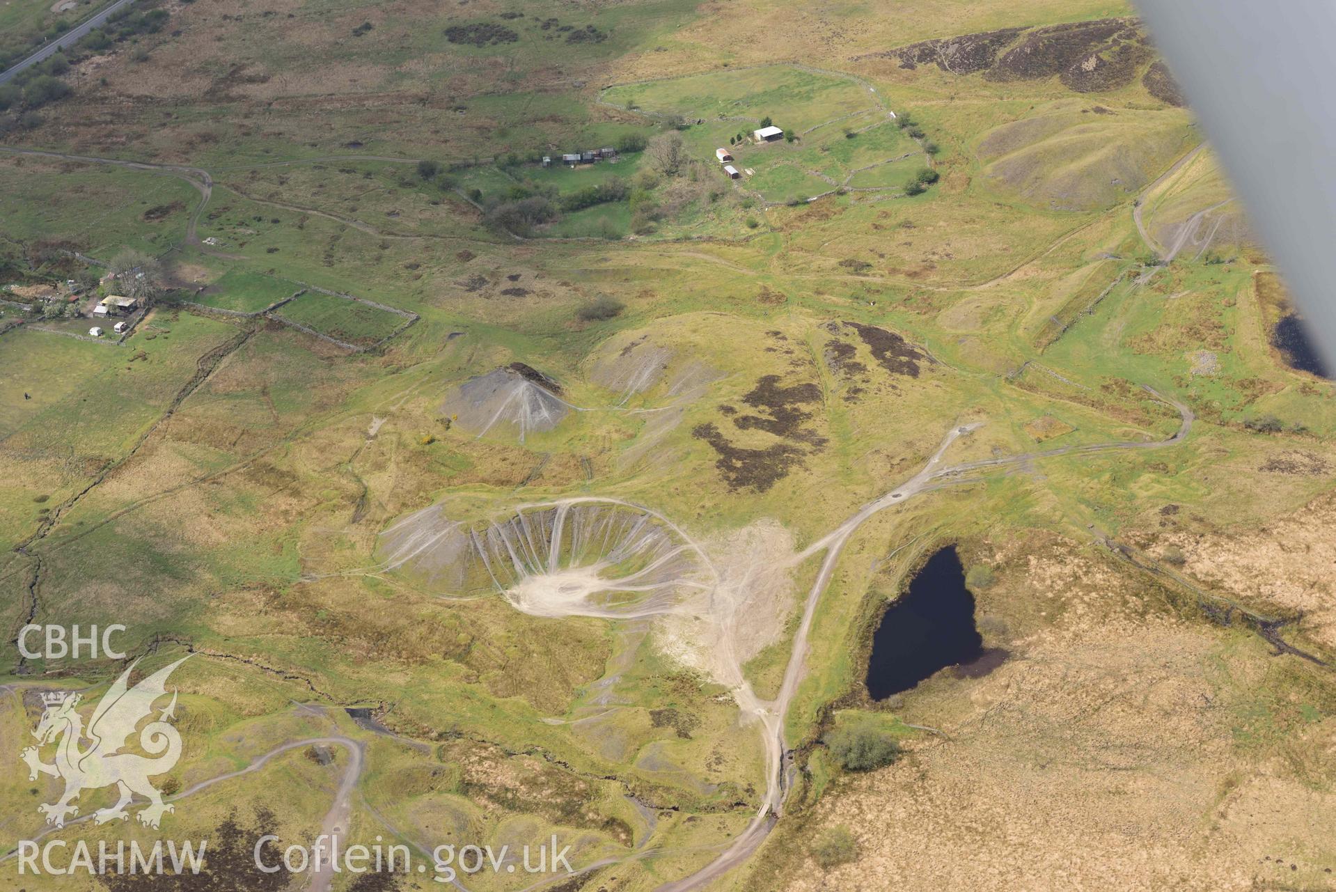 Blaenavon World Heritage site area; landscape near New Pit. Oblique aerial photograph taken during the Royal Commission's programme of archaeological aerial reconnaissance by Toby Driver on 29 April 2022.