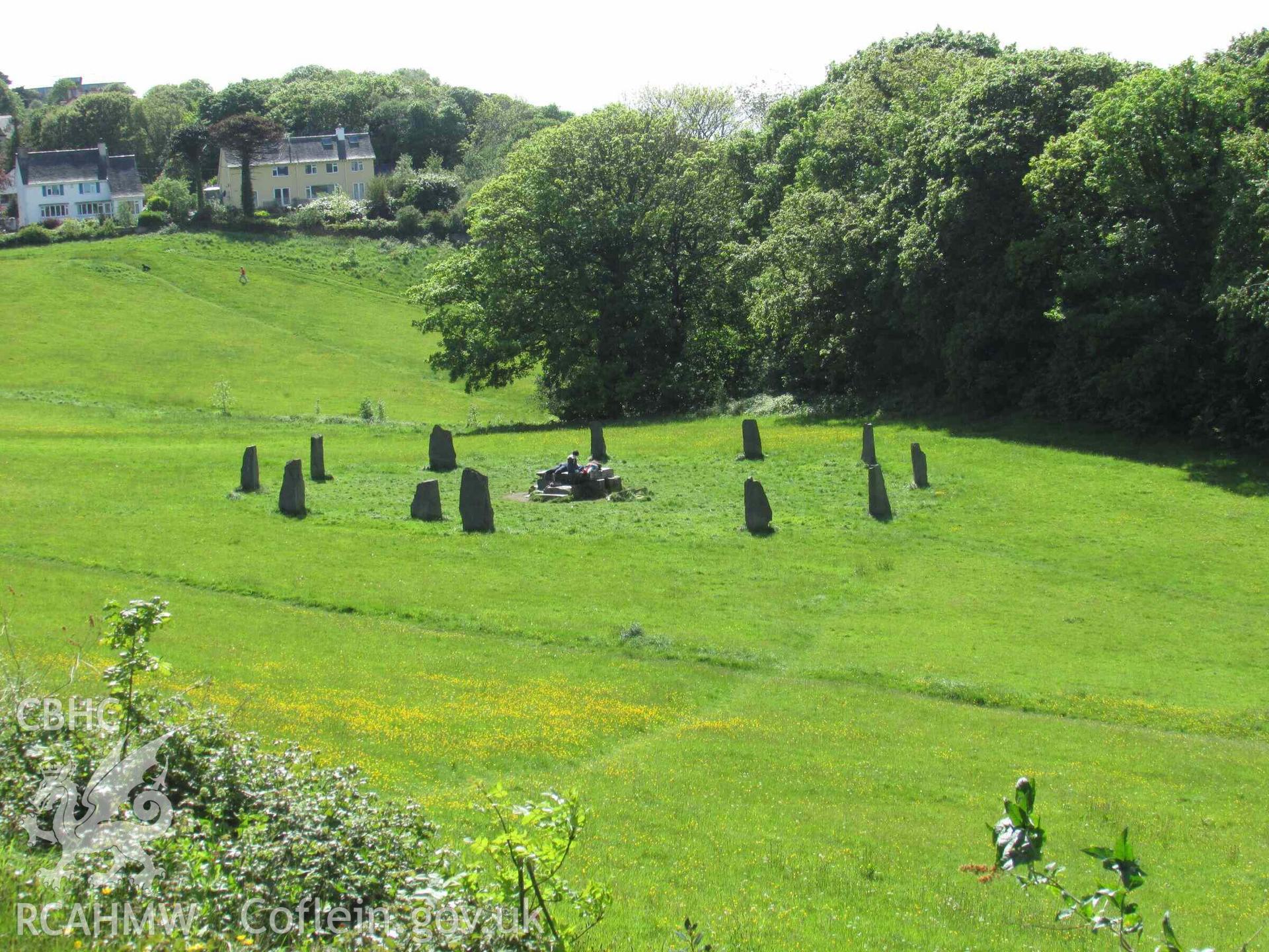 Photograph showing view of Gorsedd Circle at Bangor.
