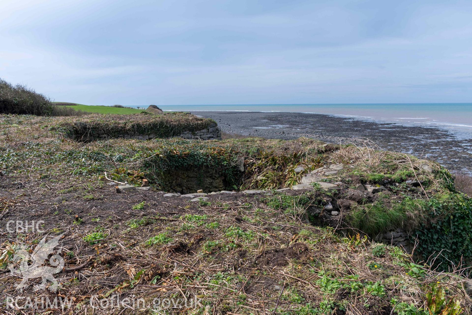 Kiln 3 crucible. Part of photographic survey of Aberstrincell lime kilns and coal yard, conducted by Louise Barker of the RCAHMW survey team on 21 March 2024.