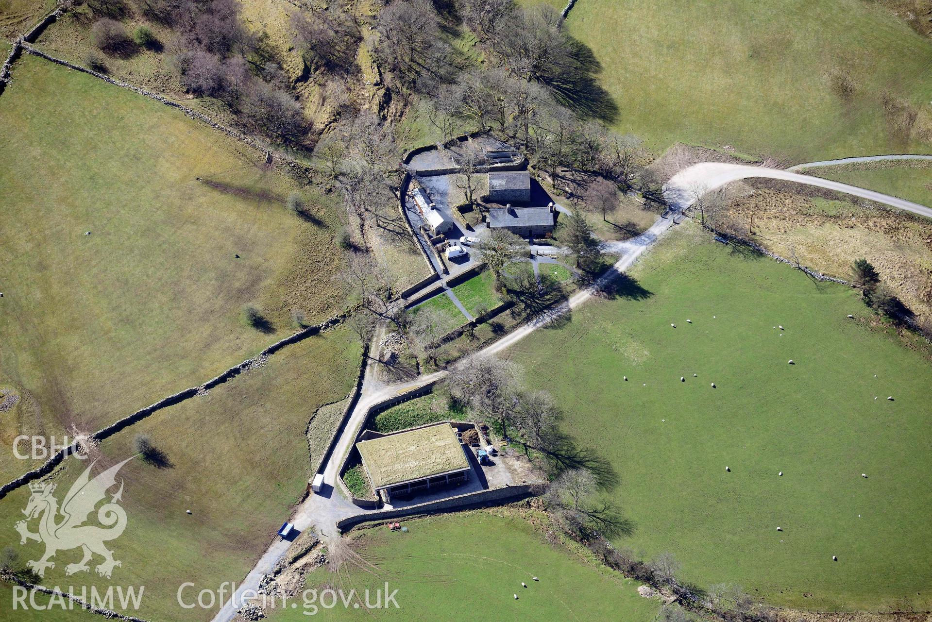 Yr Ysgwrn, museum to Hedd Wynn, from the north-west. Oblique aerial photograph taken during the Royal Commission’s programme of archaeological aerial reconnaissance by Toby Driver on 20 April 2018.