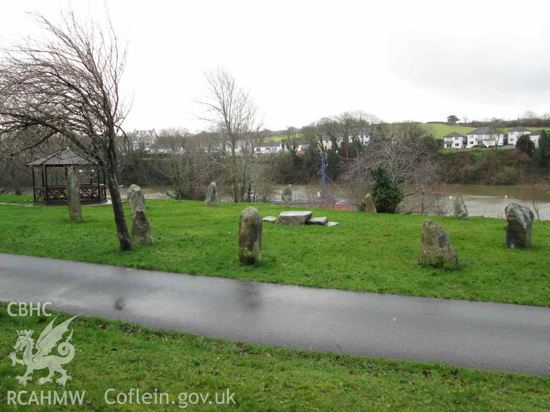 Photograph showing the Gorsedd Circle at Aberteifi (Cardigan).