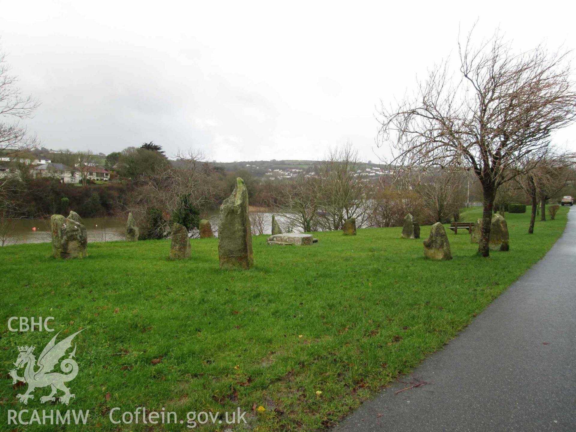 Photograph showing the Gorsedd Circle at Aberteifi (Cardigan).