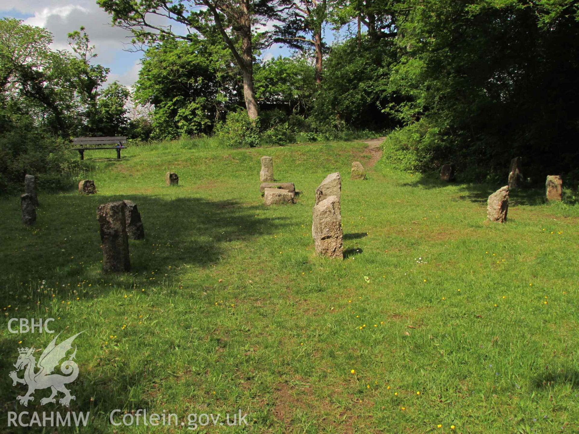 Photograph showing the Gorsedd Circle at Porthaethwy (Menai Bridge).