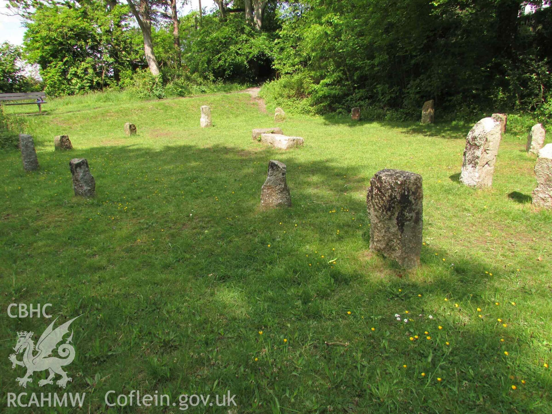 Photograph showing the Gorsedd Circle at Porthaethwy (Menai Bridge).