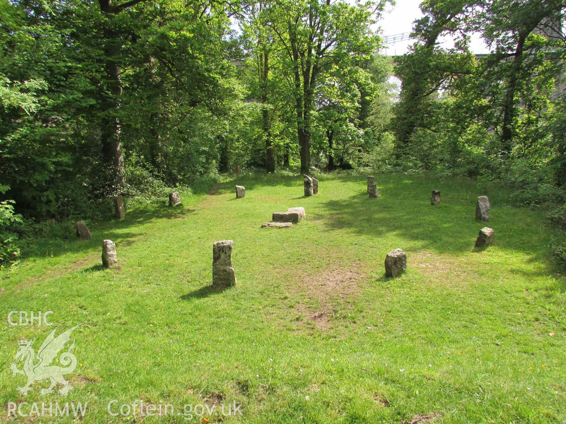 Photograph showing the Gorsedd Circle at Porthaethwy (Menai Bridge).