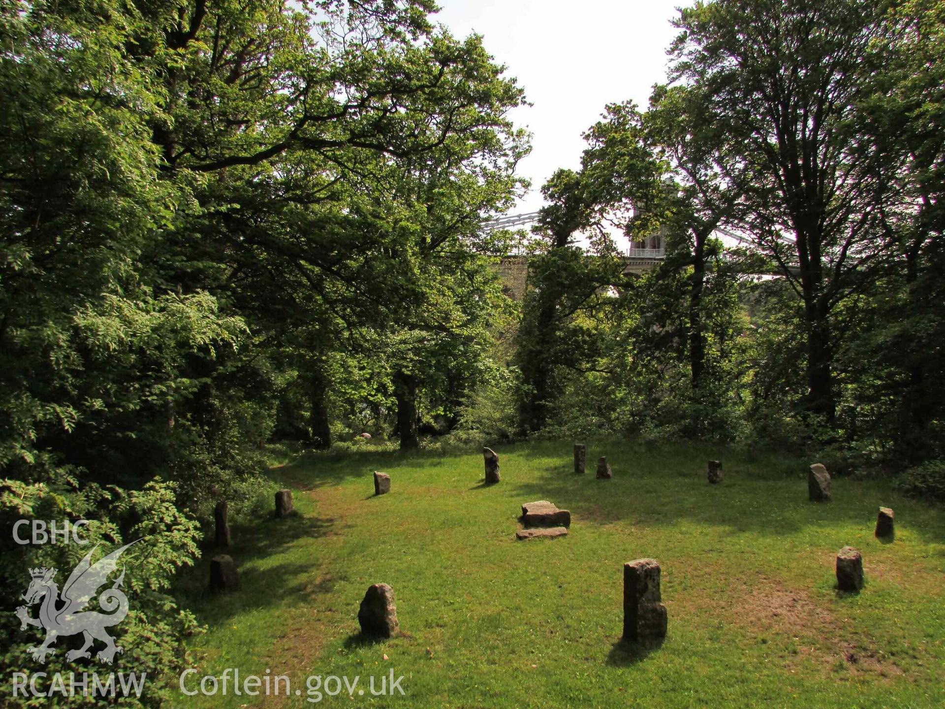 Photograph showing the Gorsedd Circle at Porthaethwy (Menai Bridge).