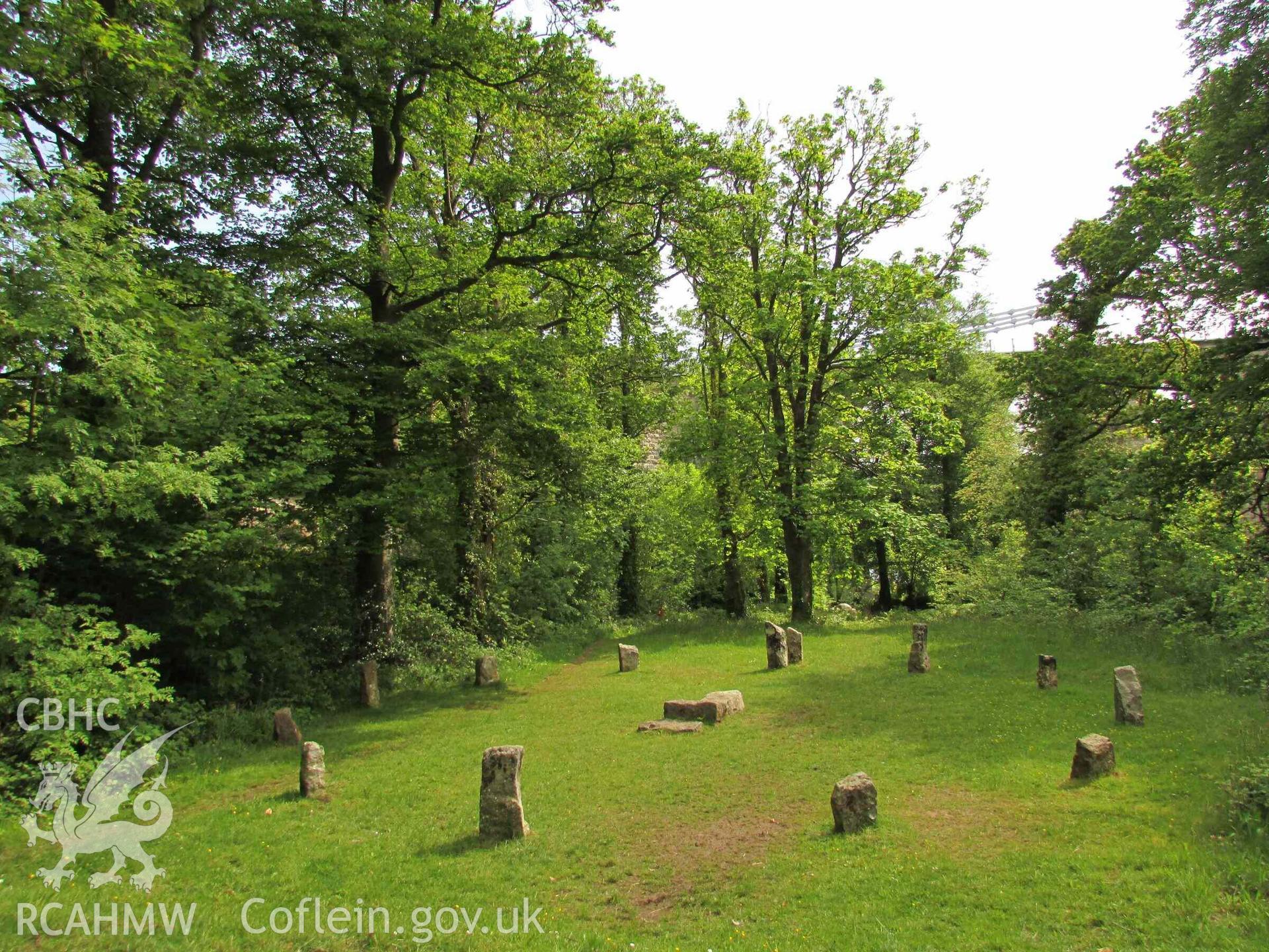 Photograph showing the Gorsedd Circle at Porthaethwy (Menai Bridge).