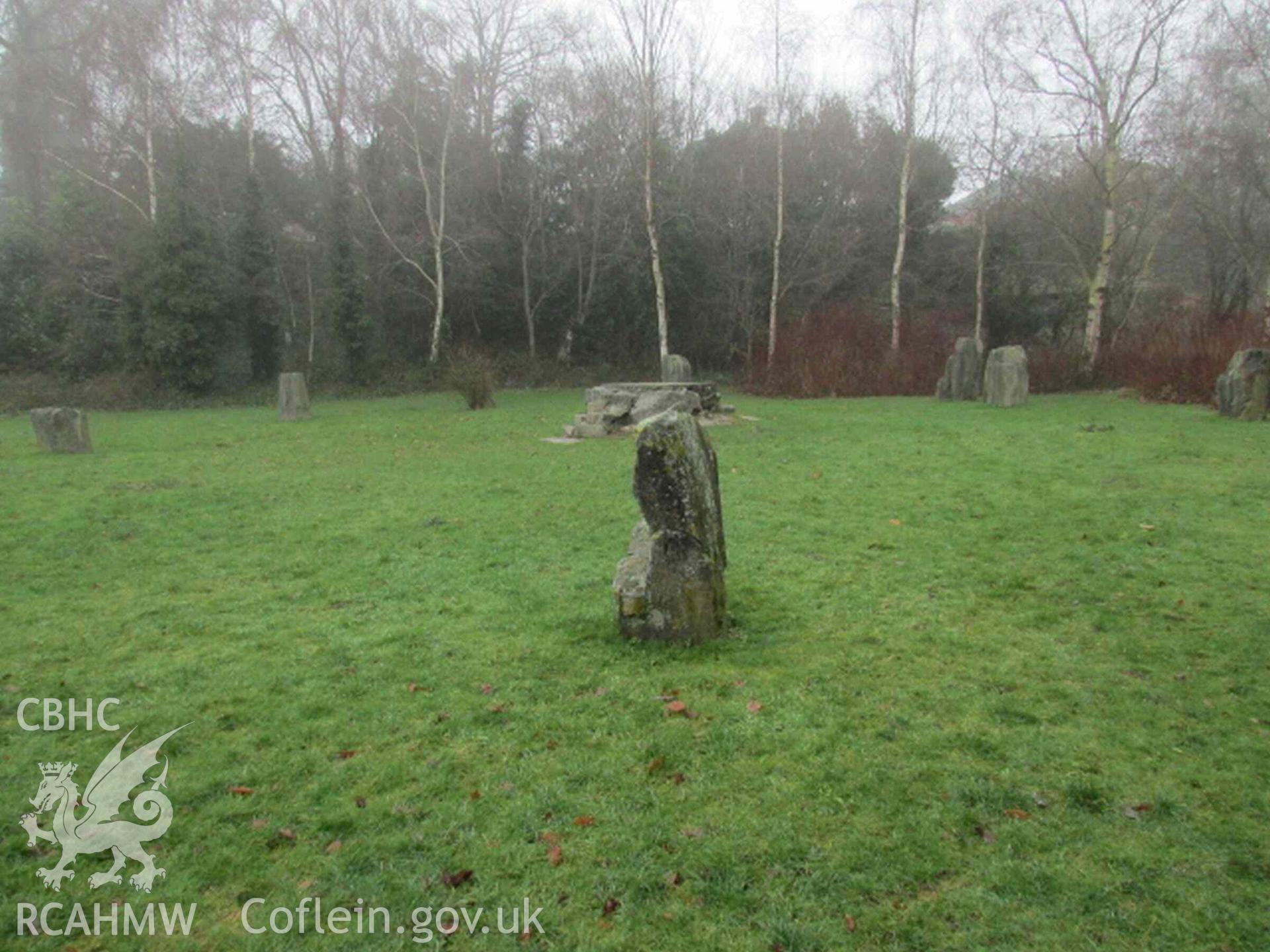 Photograph showing the Gorsedd Circle at Y Drenewydd (Newtown).