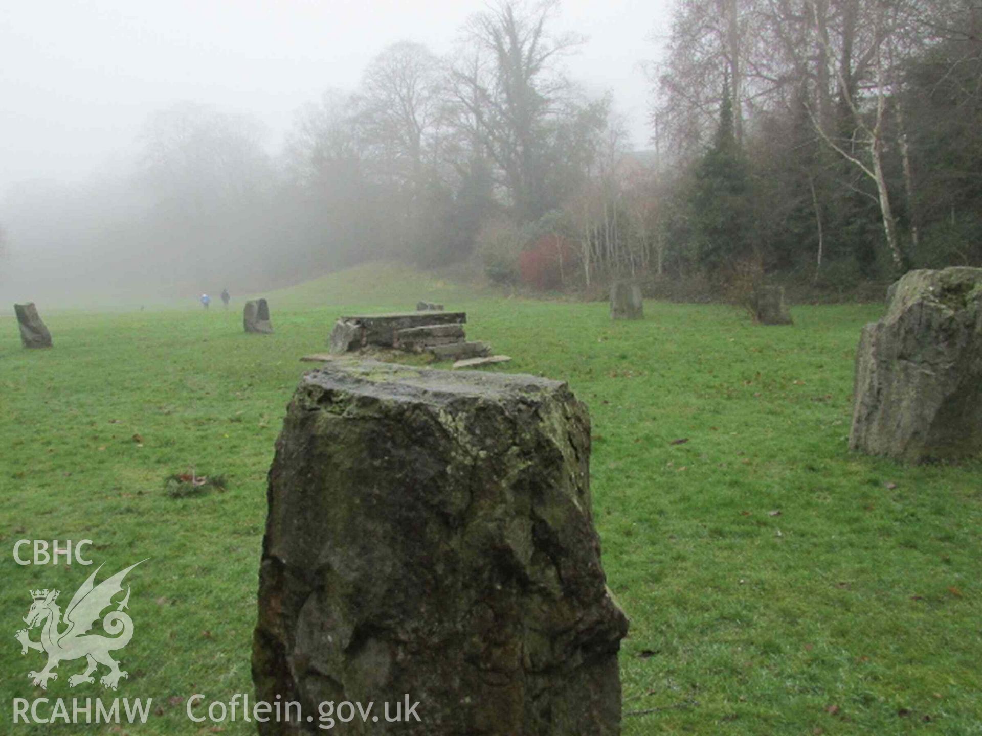 Photograph showing the Gorsedd Circle at Y Drenewydd (Newtown).