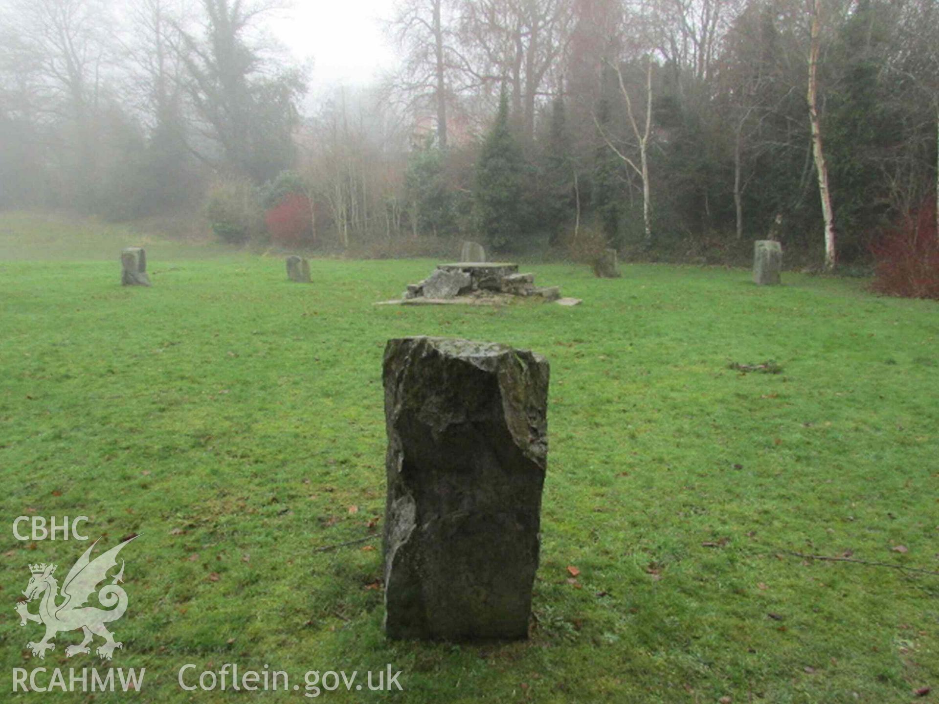 Photograph showing the Gorsedd Circle at Y Drenewydd (Newtown).