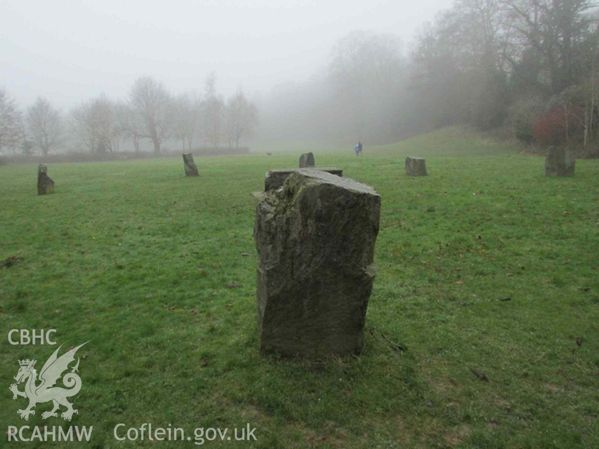 Photograph showing the Gorsedd Circle at Y Drenewydd (Newtown).