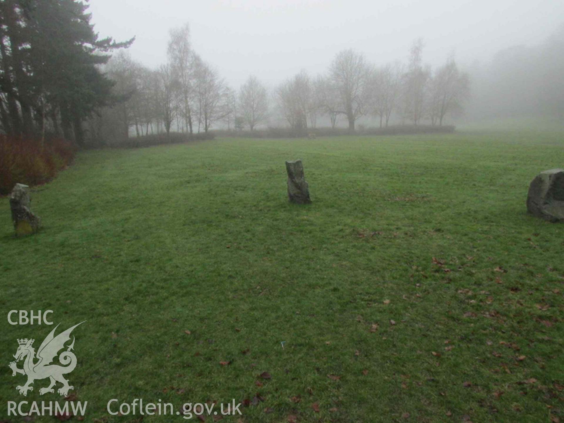 Photograph showing the Gorsedd Circle at Y Drenewydd (Newtown).