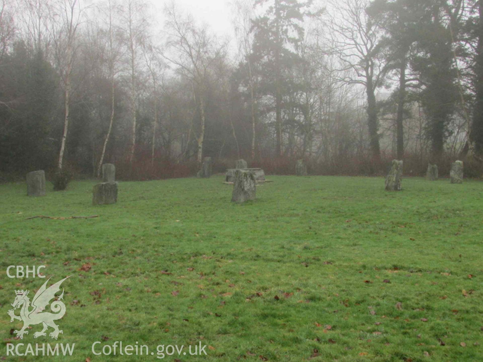 Photograph showing the Gorsedd Circle at Y Drenewydd (Newtown).