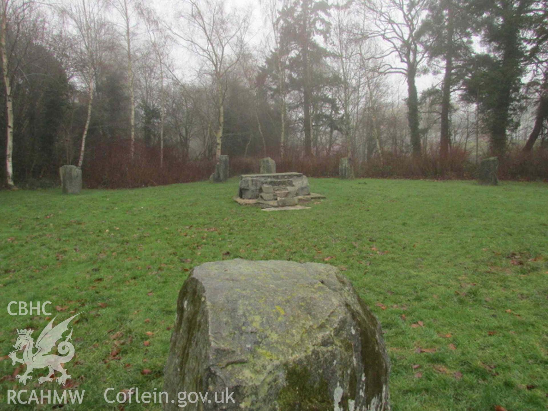 Photograph showing the Gorsedd Circle at Y Drenewydd (Newtown).