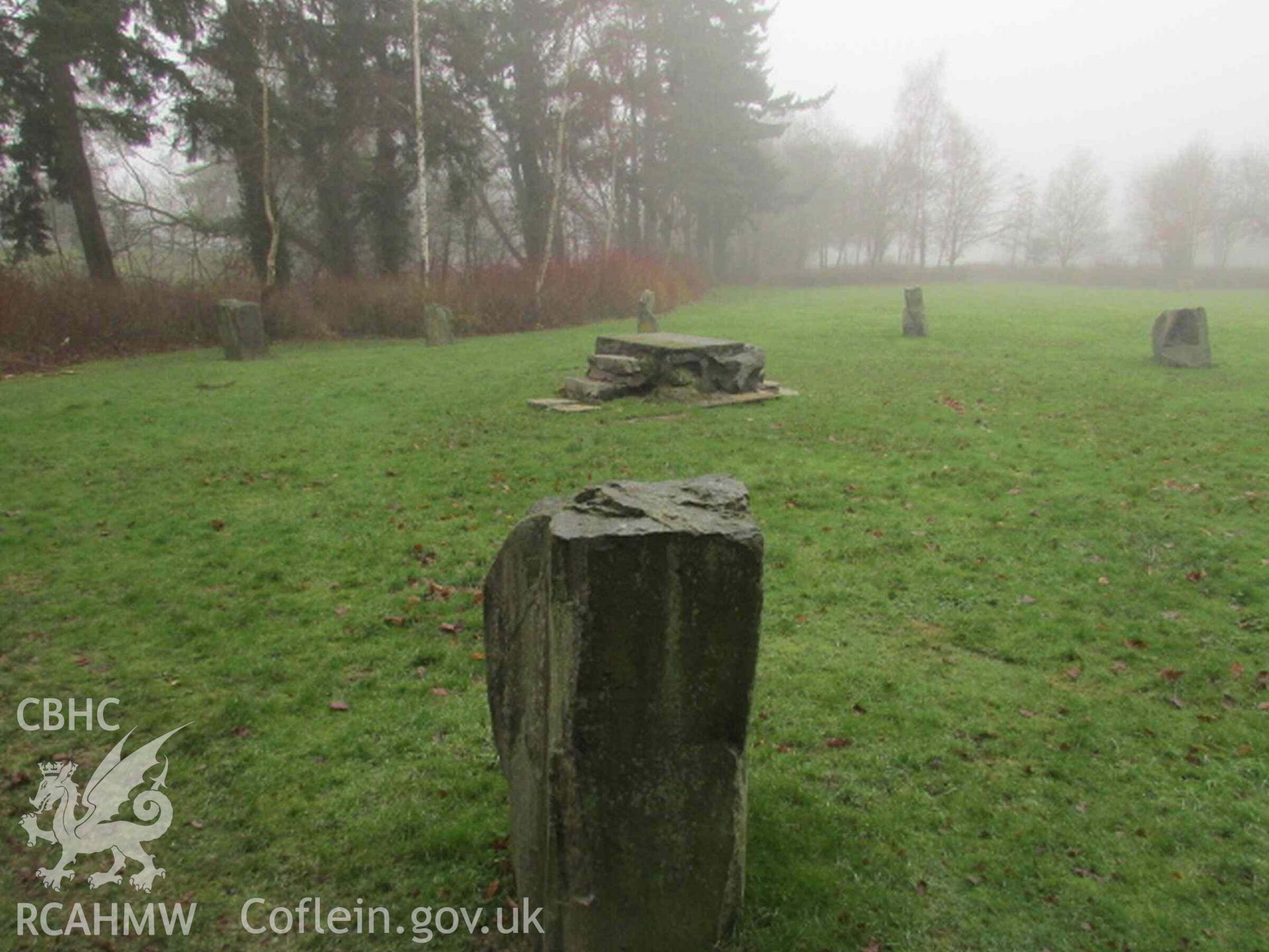 Photograph showing the Gorsedd Circle at Y Drenewydd (Newtown).