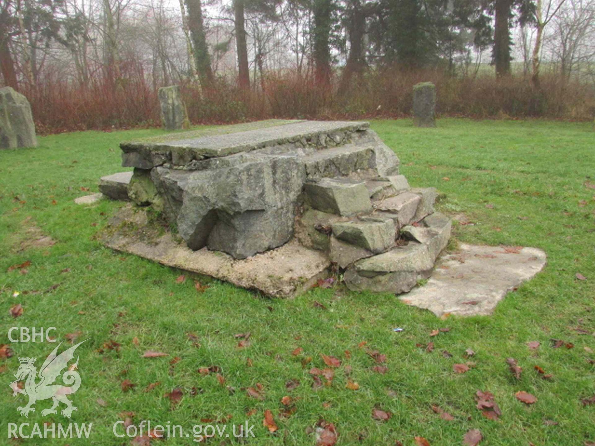 Photograph showing the Gorsedd Circle at Y Drenewydd (Newtown).