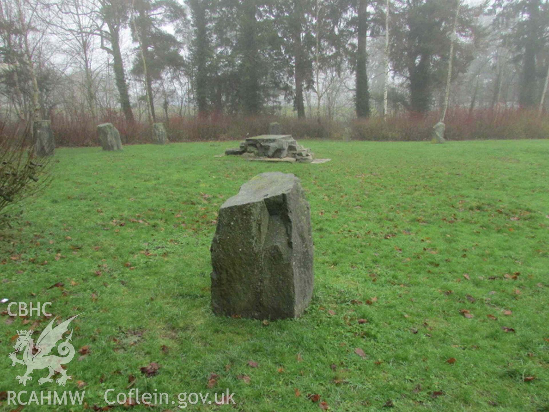 Photograph showing the Gorsedd Circle at Y Drenewydd (Newtown).