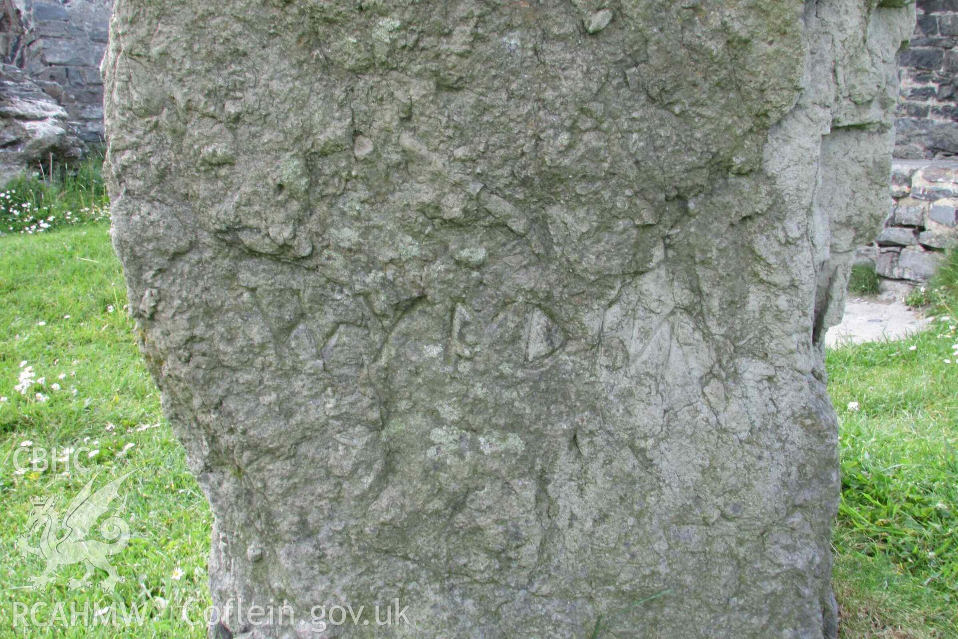 Photograph showing the MYRDDIN (Carmarthen) stone (no. 11) in the Gorsedd Circle at Aberystwyth.