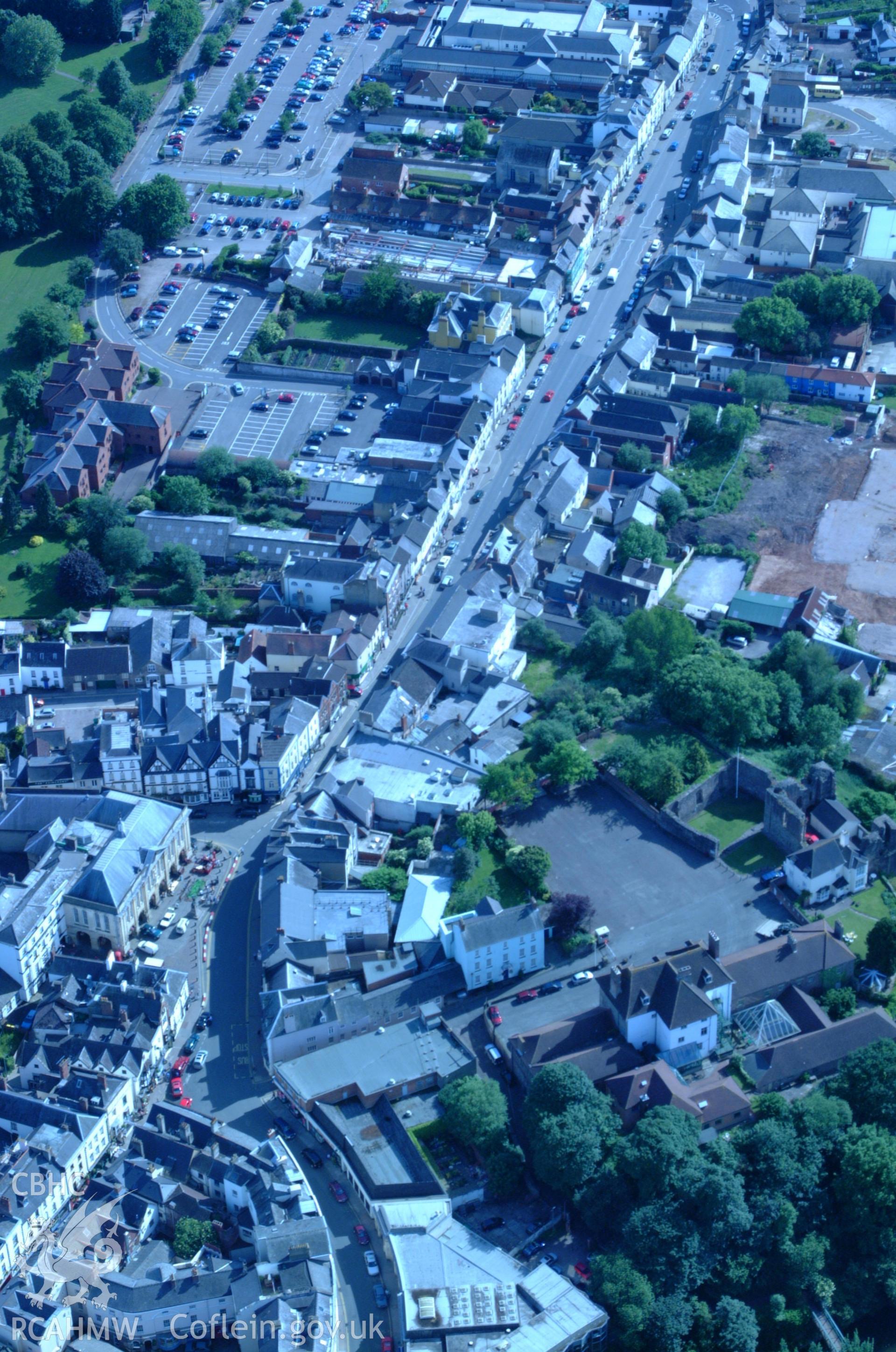 RCAHMW colour oblique aerial photograph of Monnow St., Monmouth. Taken on 02 June 2004 by Toby Driver