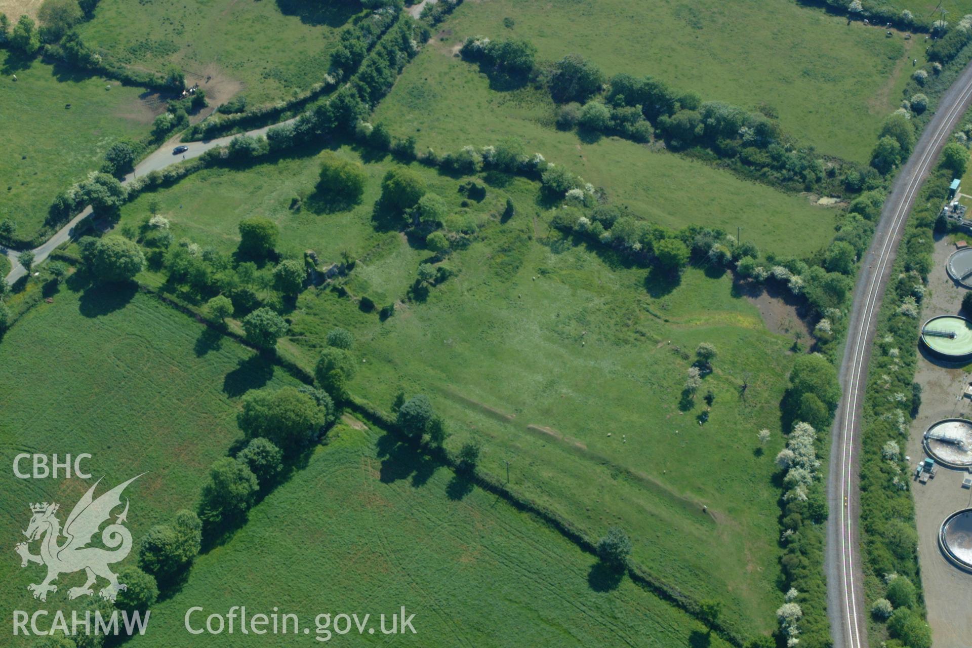 RCAHMW colour oblique aerial photograph of the ruins of Haroldston Mansion, Haverfordwest taken on 24/05/2004 by Toby Driver
