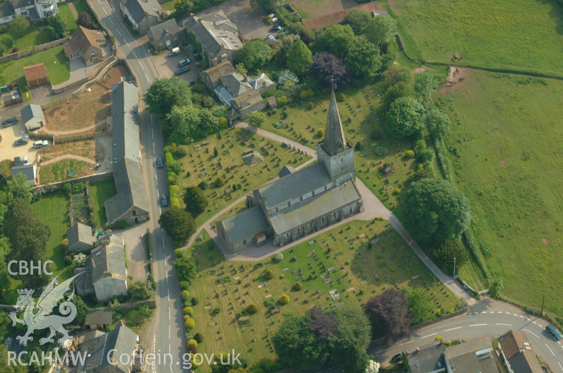 RCAHMW colour oblique aerial photograph of St Nicholas' Church, Trellech taken on 27/05/2004 by Toby Driver