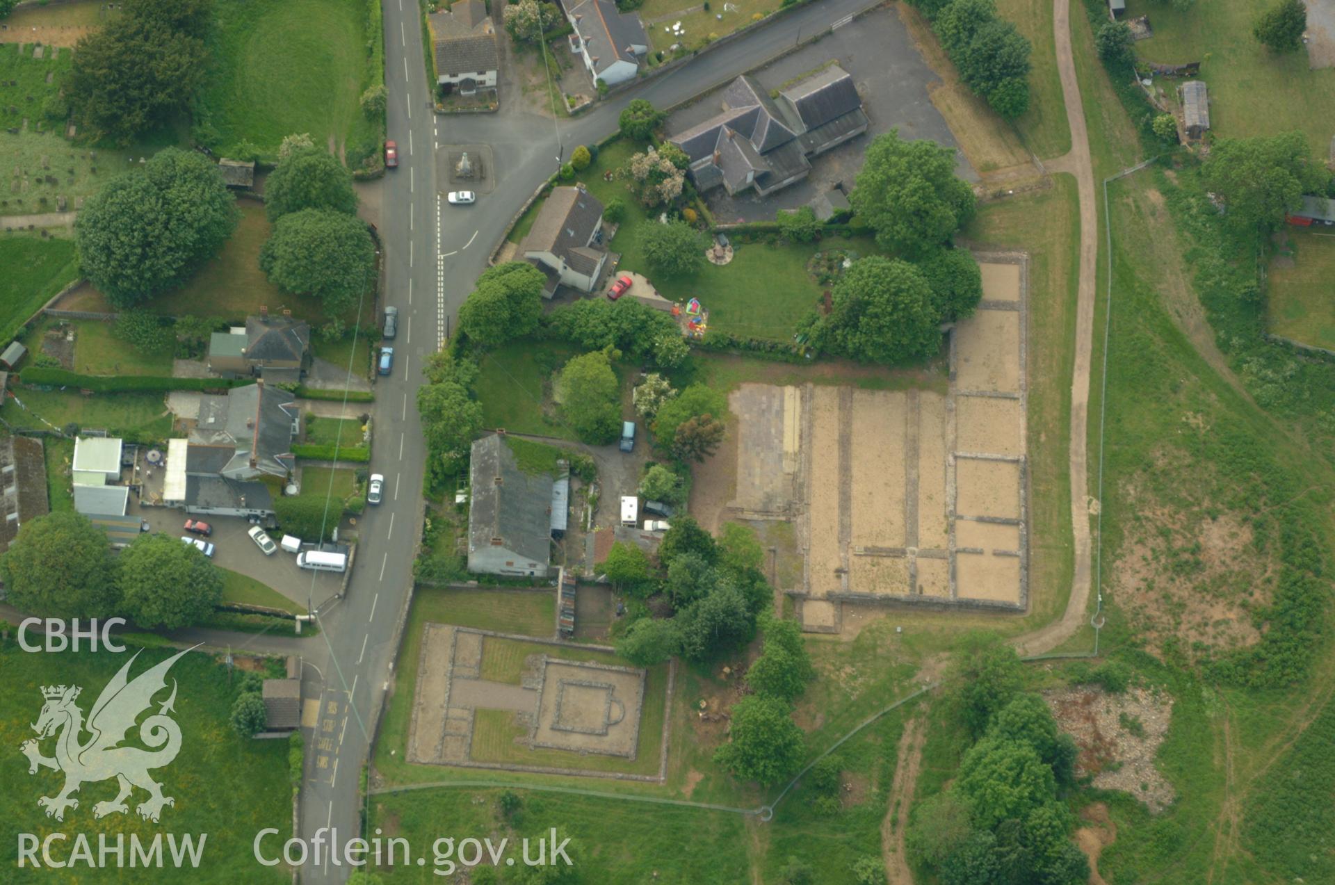 RCAHMW colour oblique aerial photograph of the Roman Temple at Caerwent taken on 26/05/2004 by Toby Driver