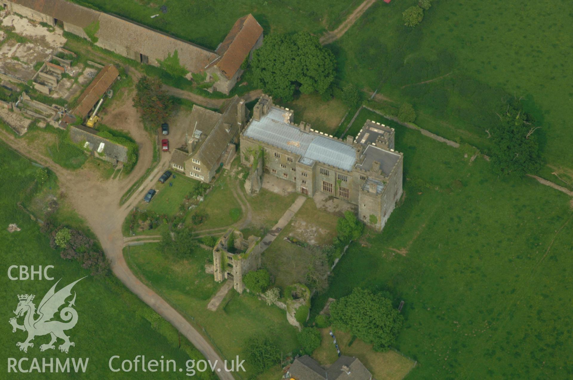 RCAHMW colour oblique aerial photograph of Pencoed Castle, Llanmartin taken on 26/05/2004 by Toby Driver