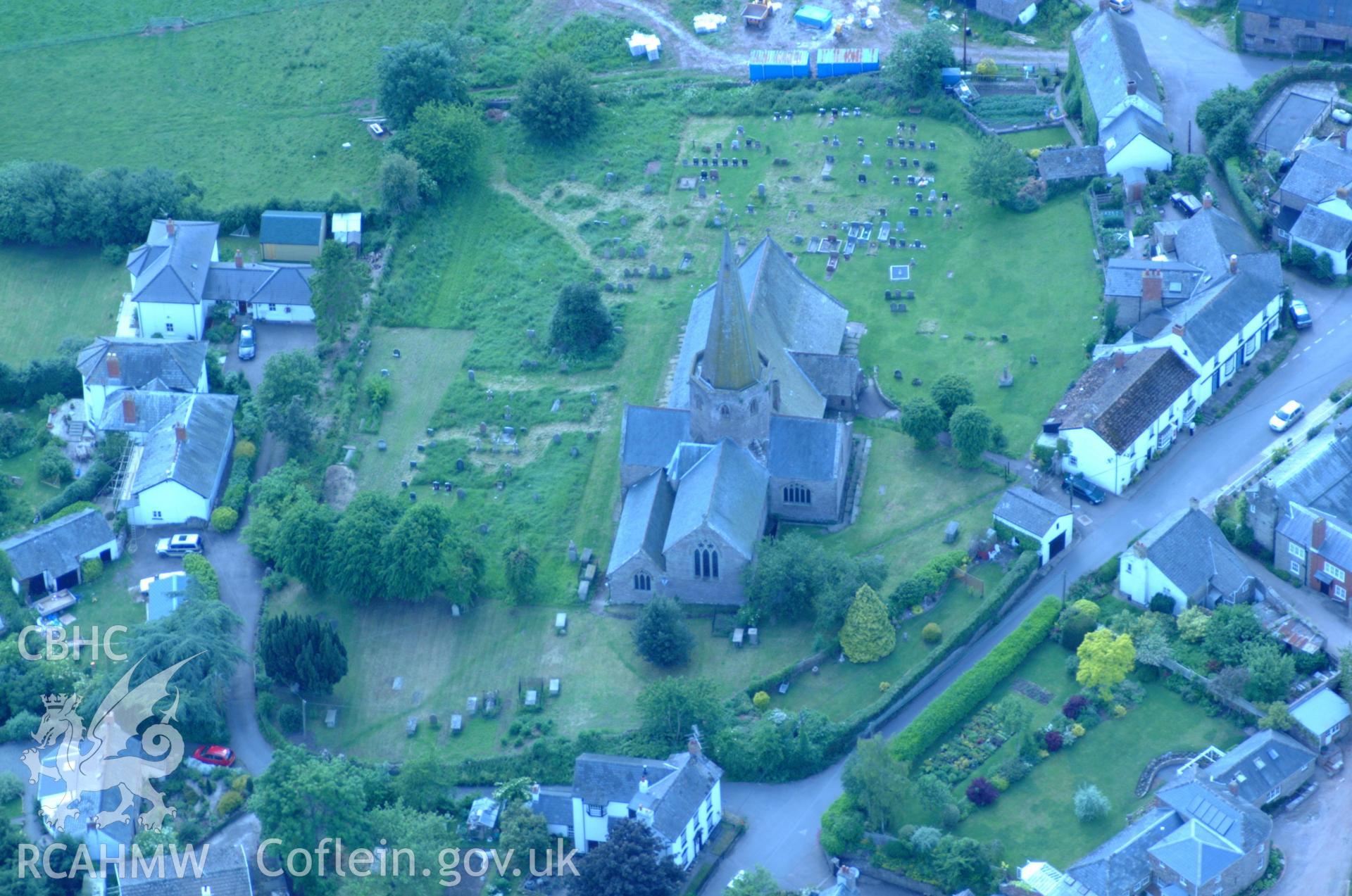 RCAHMW colour oblique aerial photograph of St Nicholas' Church, Grosmont taken on 02/06/2004 by Toby Driver
