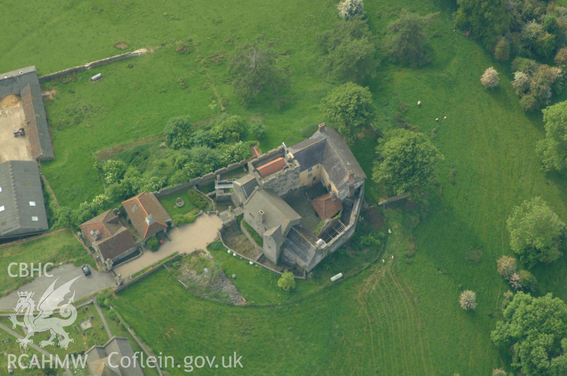 RCAHMW colour oblique aerial photograph of Penhow Castle taken on 26/05/2004 by Toby Driver
