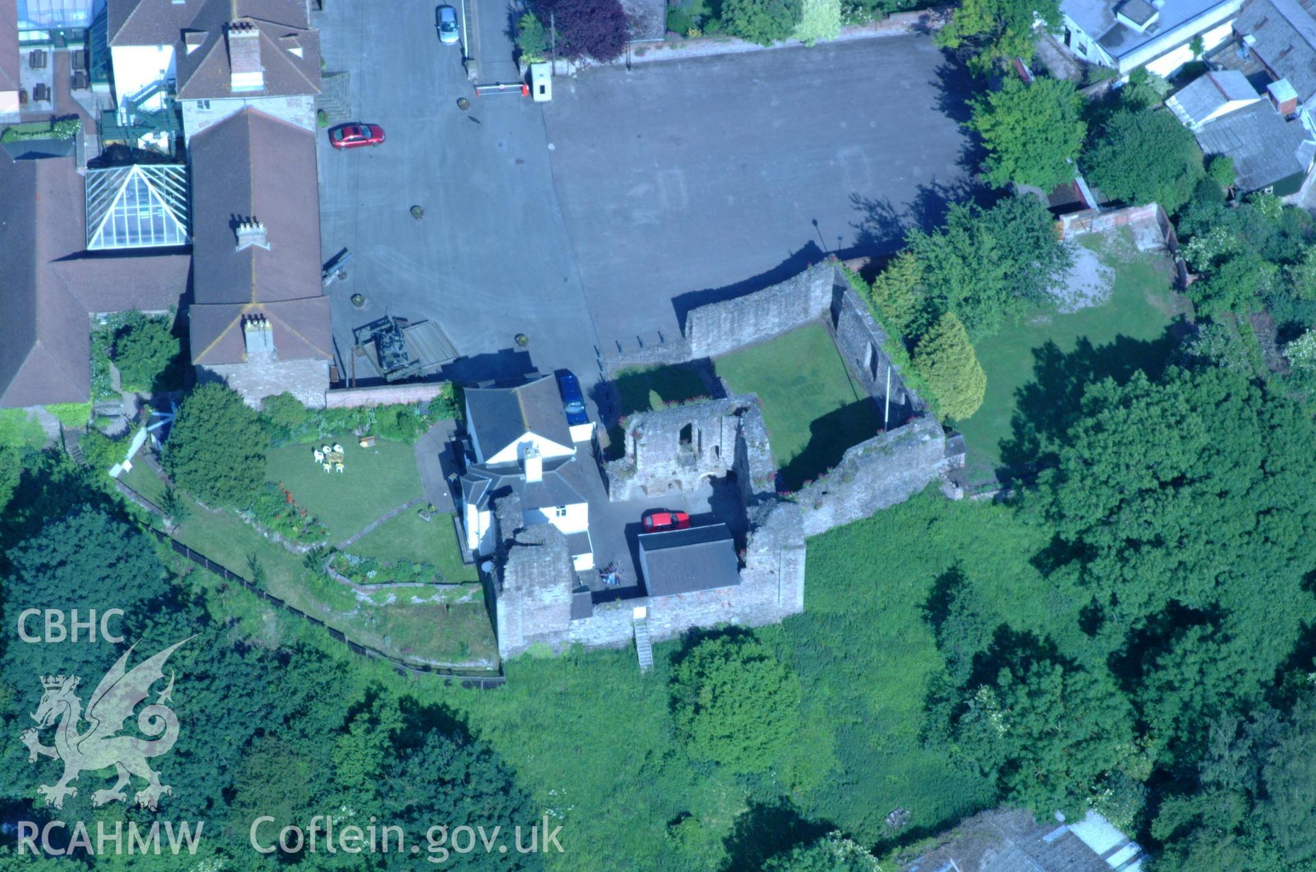 RCAHMW colour oblique aerial photograph of Monmouth Castle taken on 02/06/2004 by Toby Driver