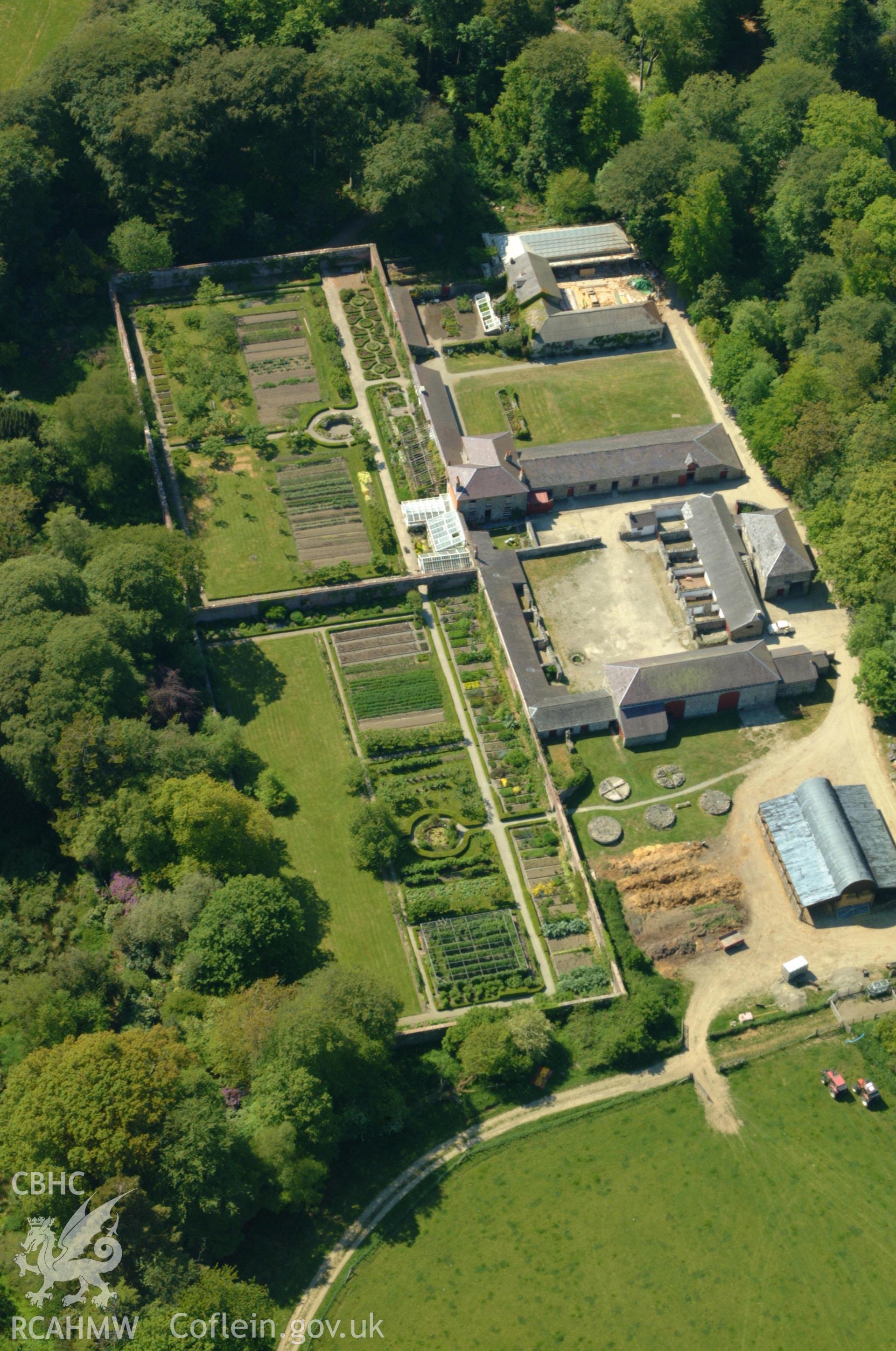 RCAHMW colour oblique aerial photograph of Llanaeron Garden taken on 24/05/2004 by Toby Driver